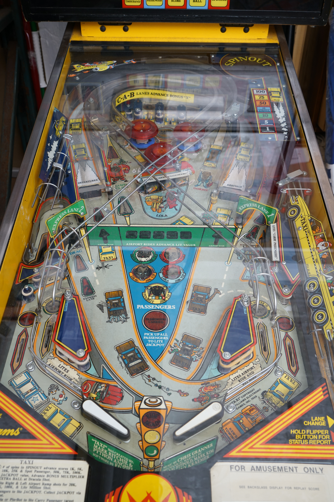 1988 Williams "Taxi" Pinball Machine