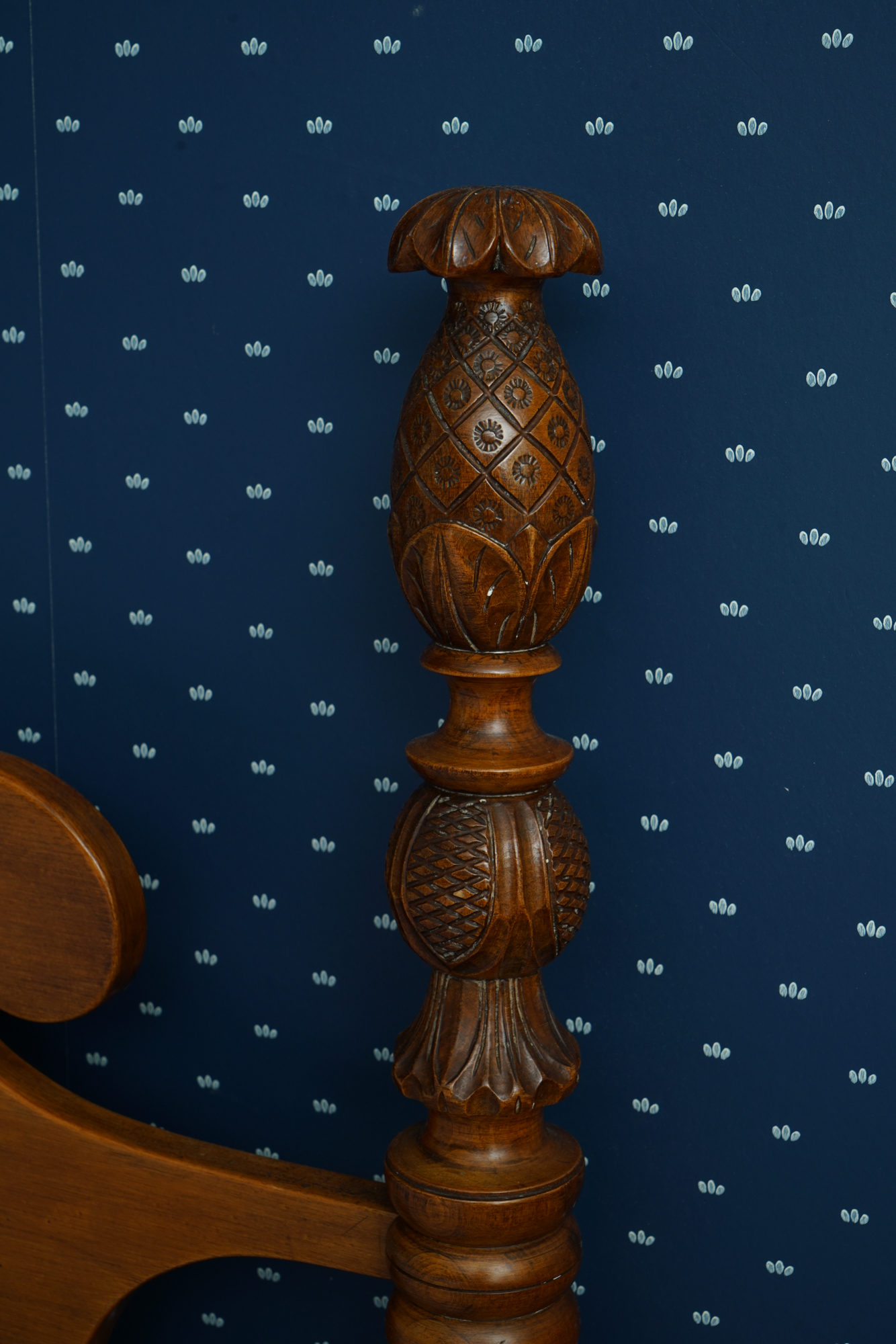 Pineapple Finial Four Poster Twin Bed Frame Pair