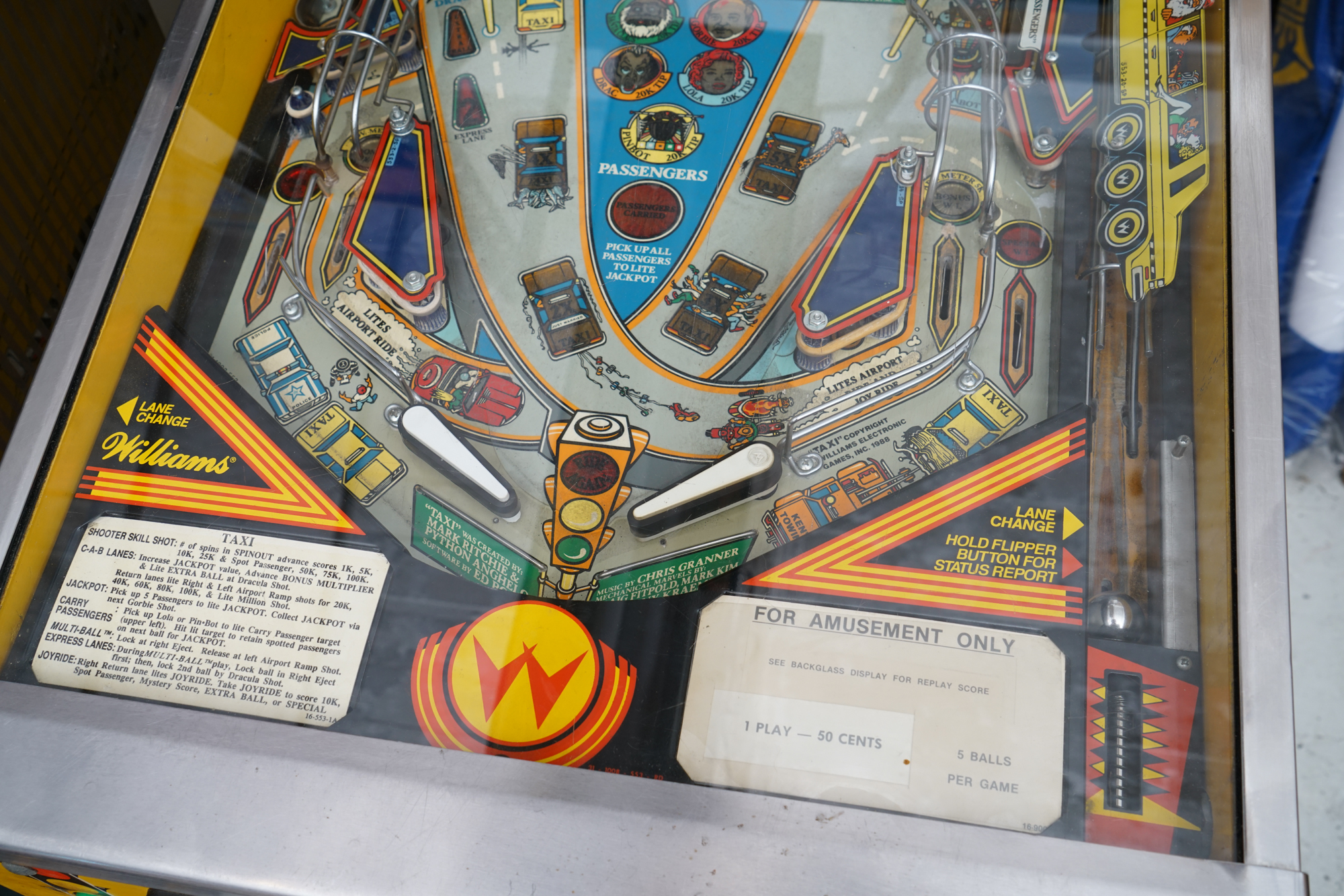 1988 Williams "Taxi" Pinball Machine
