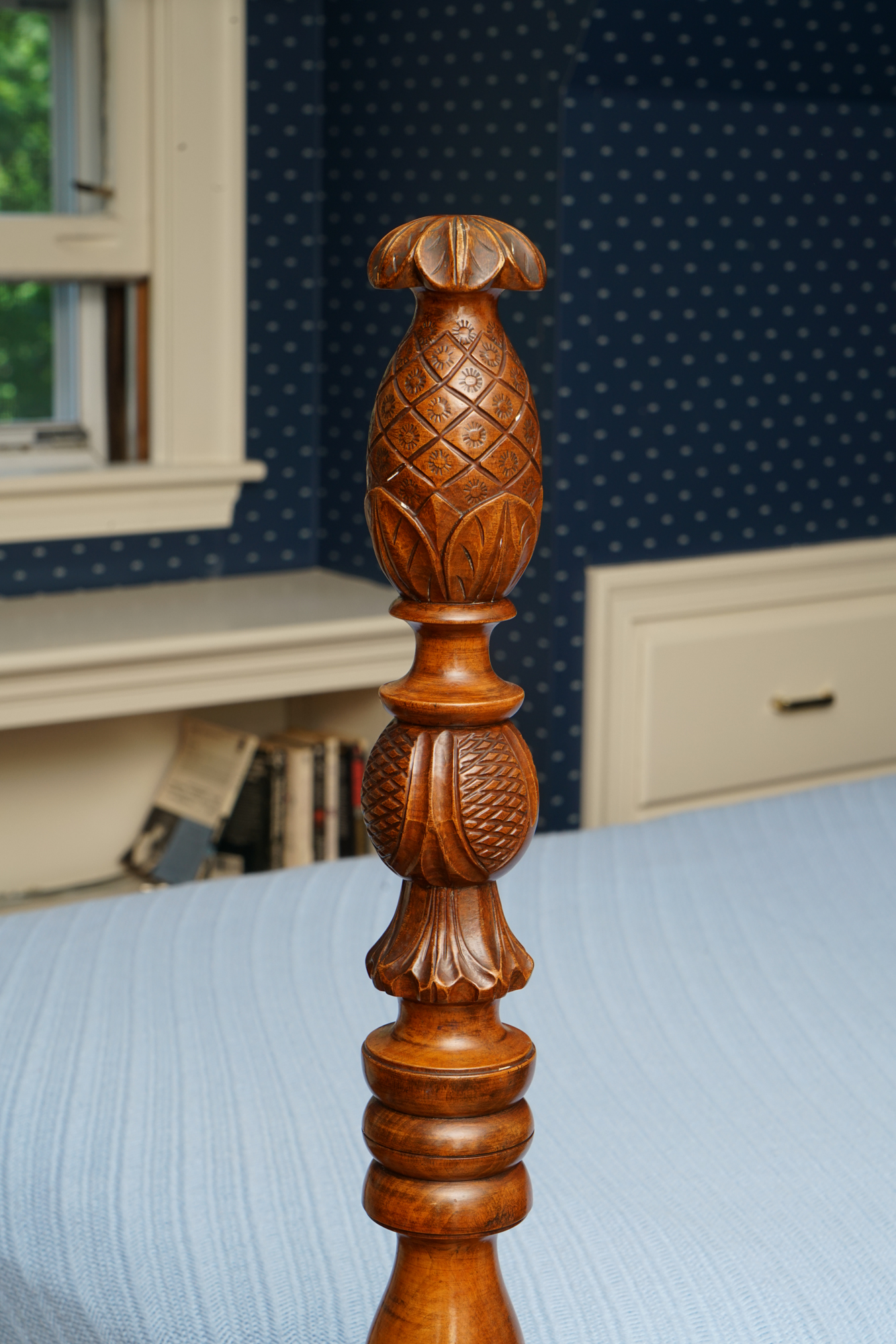 Pineapple Finial Four Poster Twin Bed Frame Pair