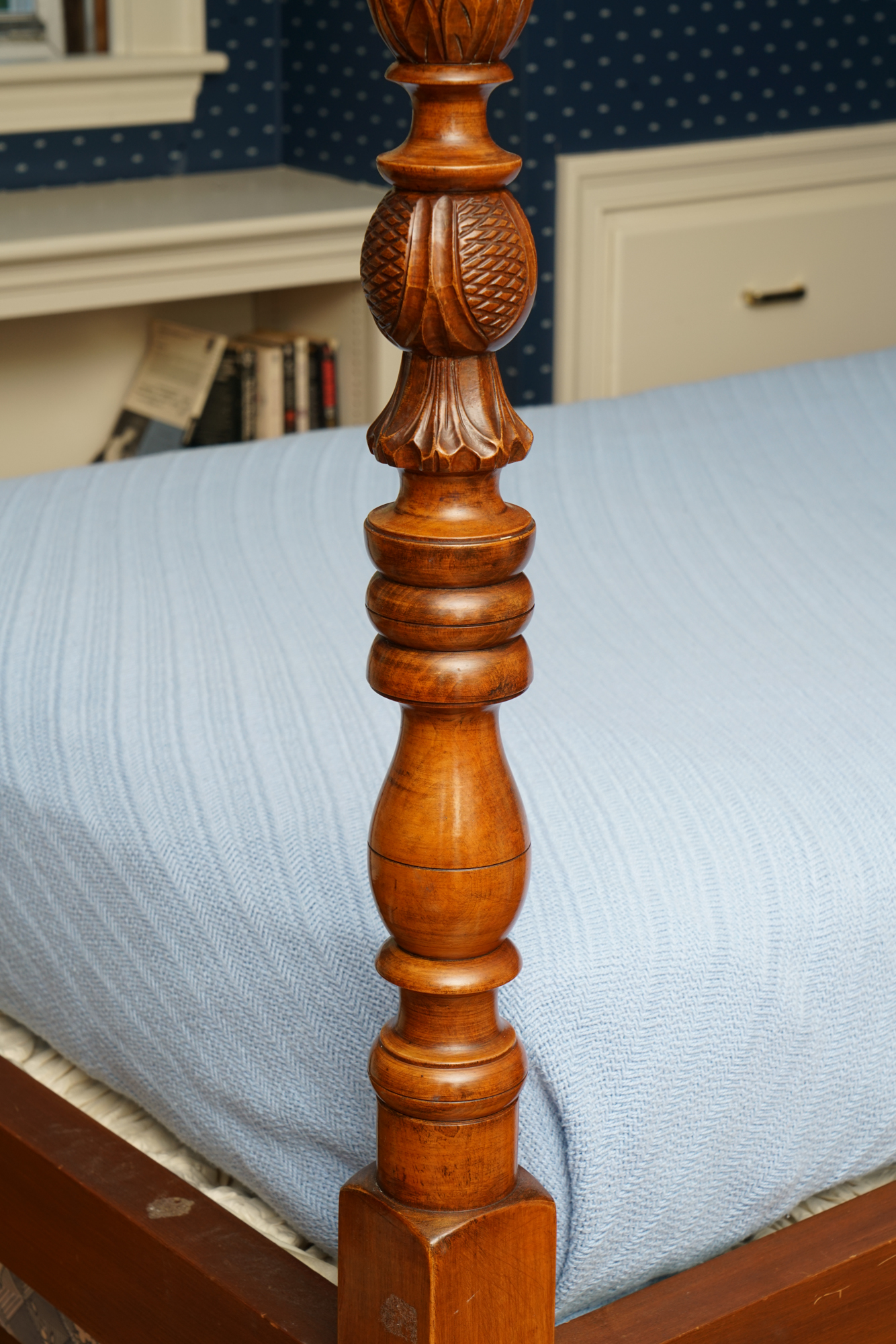 Pineapple Finial Four Poster Twin Bed Frame Pair