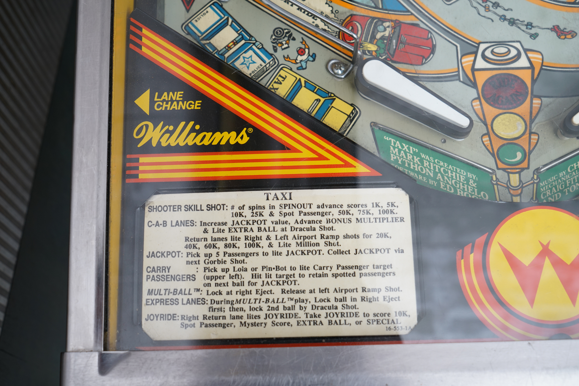 1988 Williams "Taxi" Pinball Machine