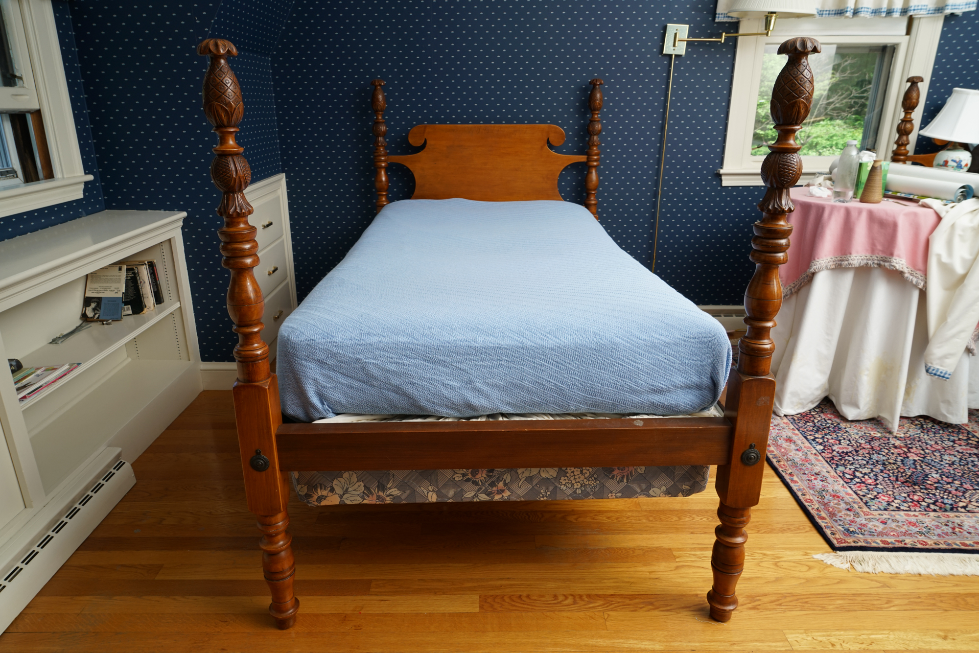 Pineapple Finial Four Poster Twin Bed Frame Pair