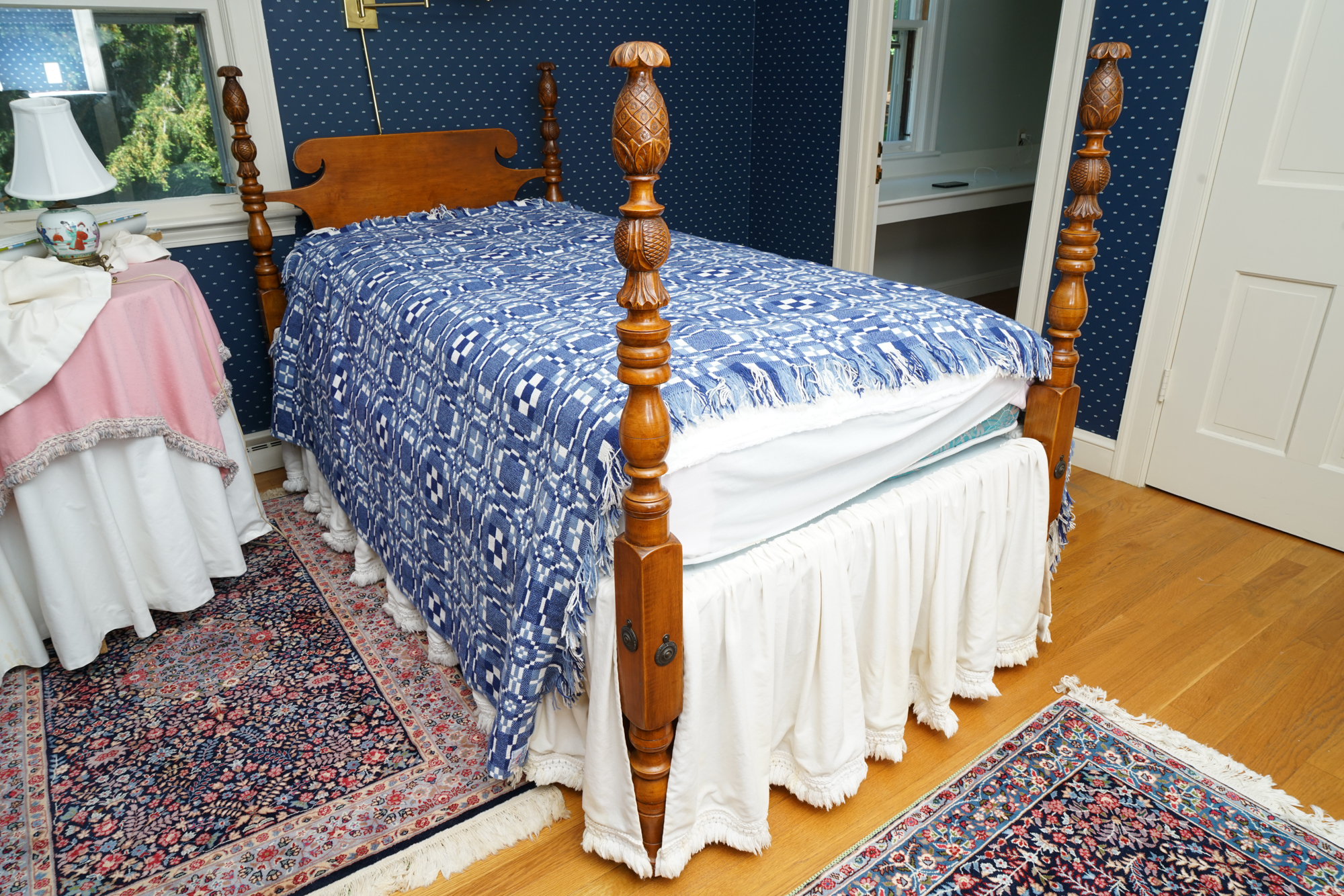 Pineapple Finial Four Poster Twin Bed Frame Pair