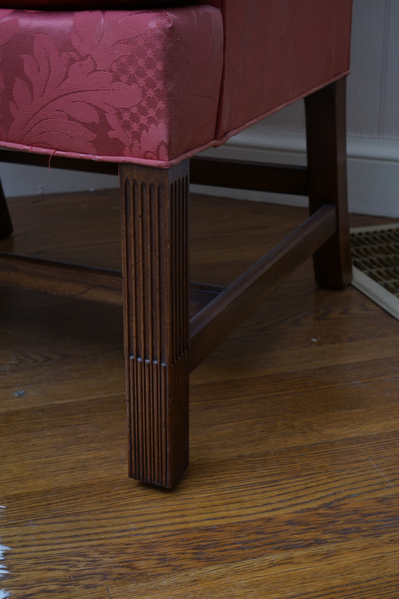 Chippendale Style Damask Wing Chair by Hickory Chair Furniture Company