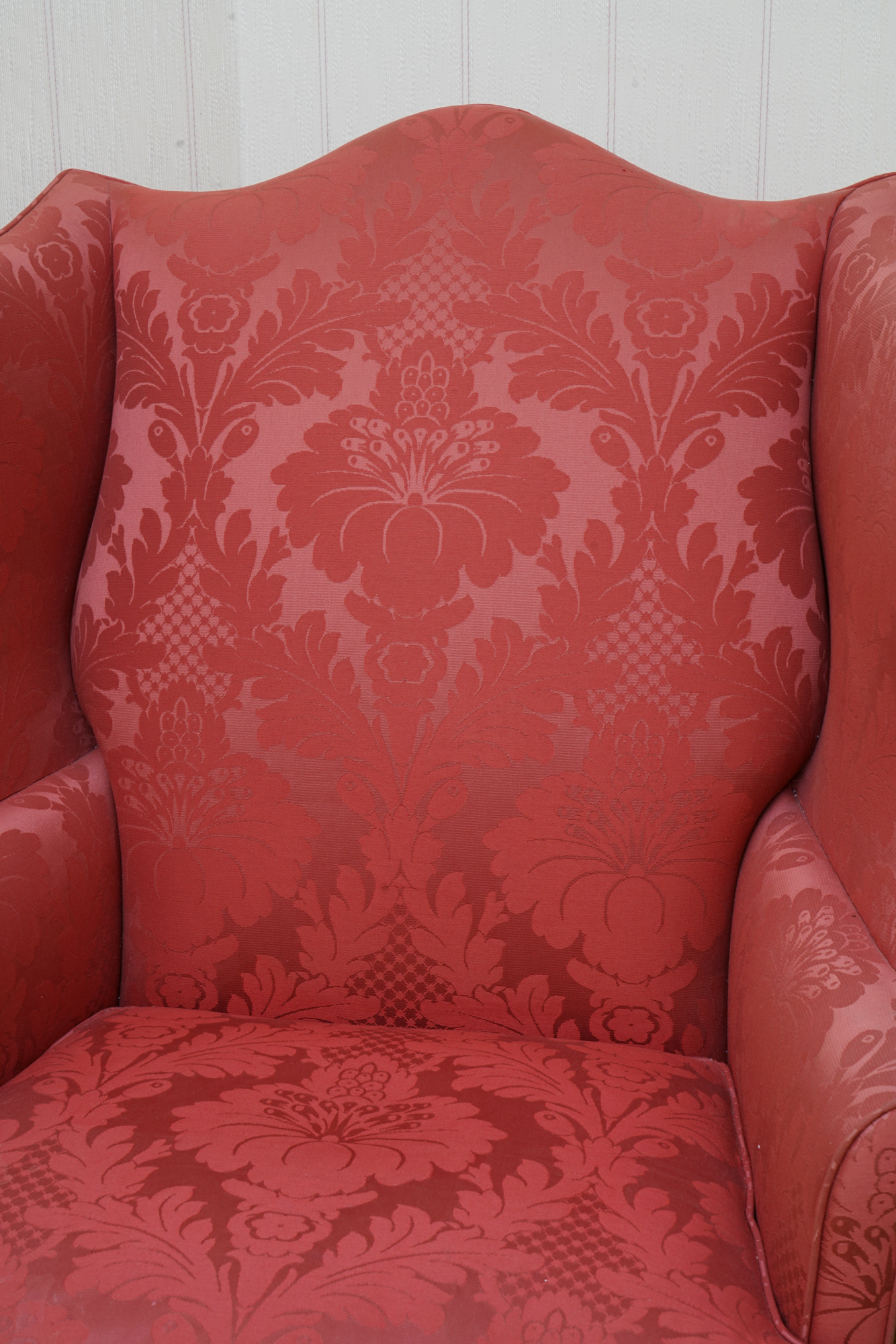 Chippendale Style Damask Wing Chair by Hickory Chair Furniture Company