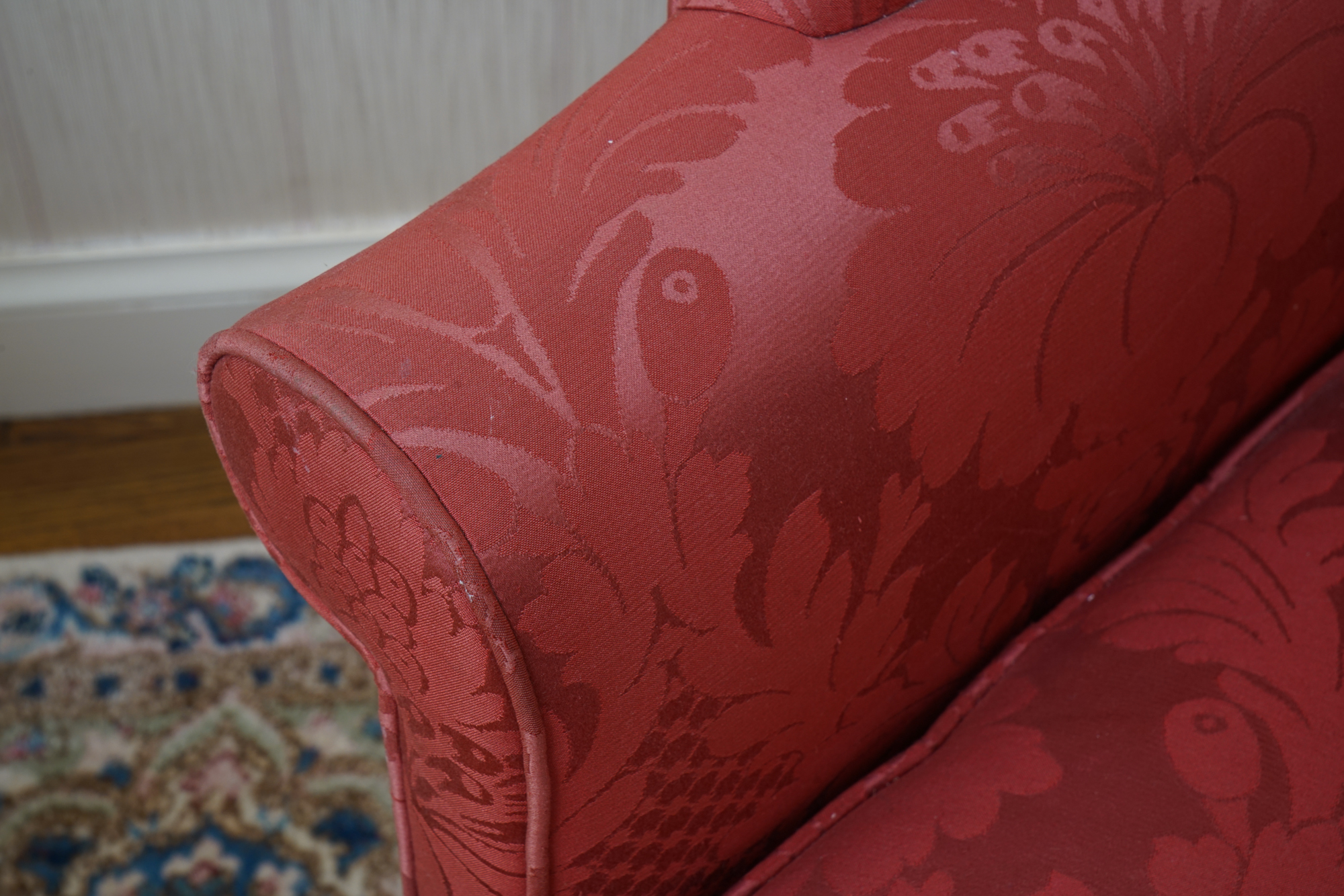 Chippendale Style Damask Wing Chair by Hickory Chair Furniture Company