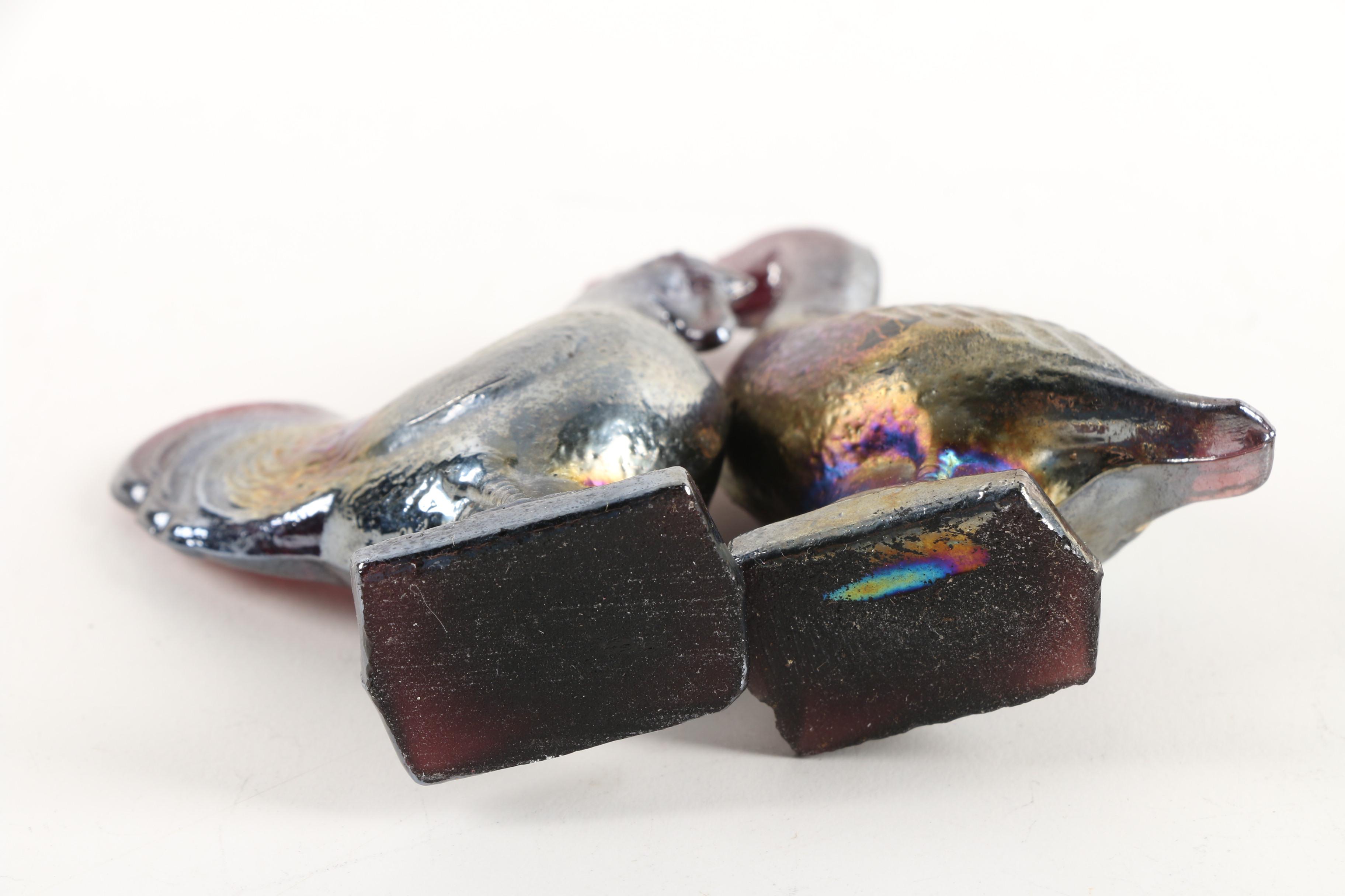 Handcrafted Coal Owl and Metal Bird Figurines