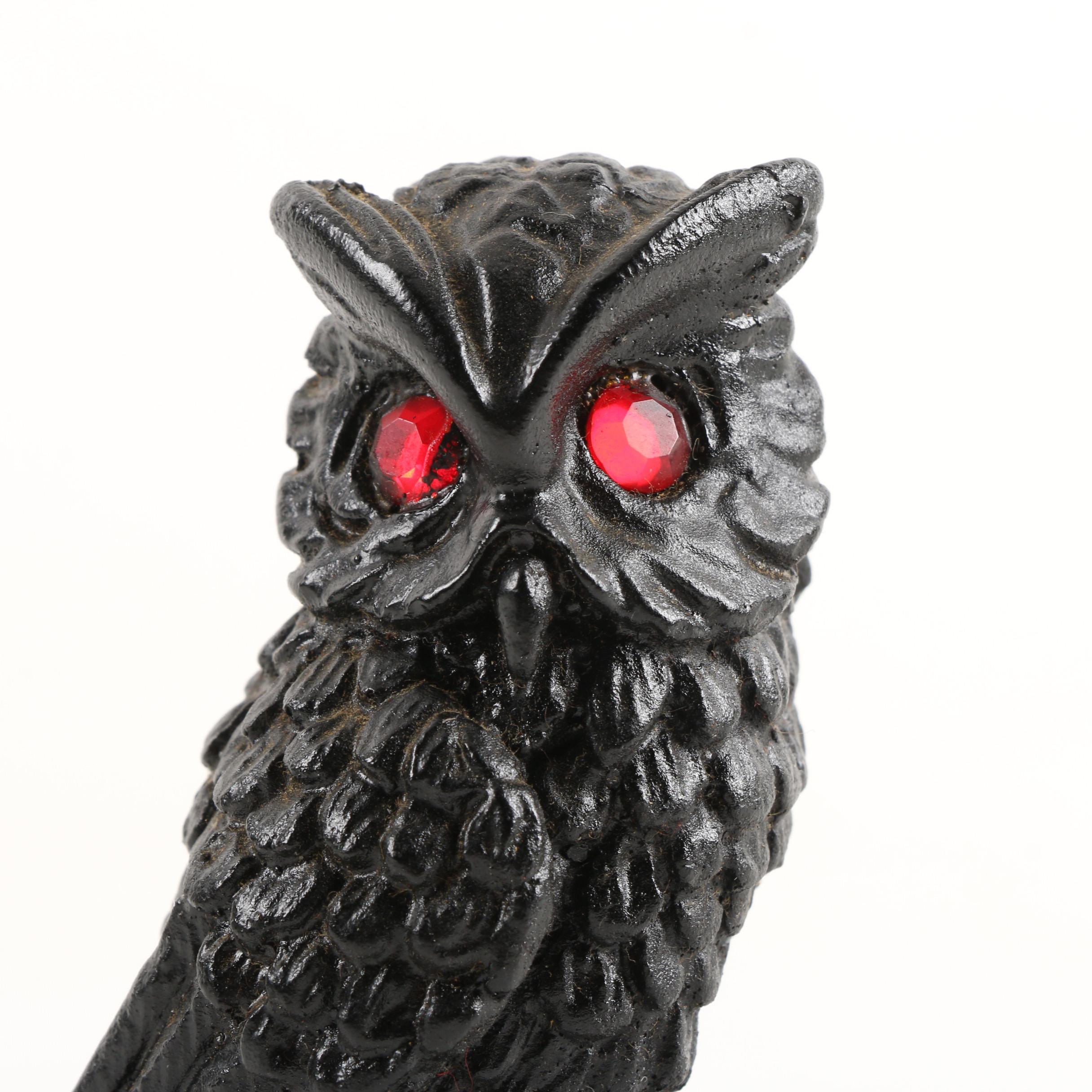 Handcrafted Coal Owl and Metal Bird Figurines