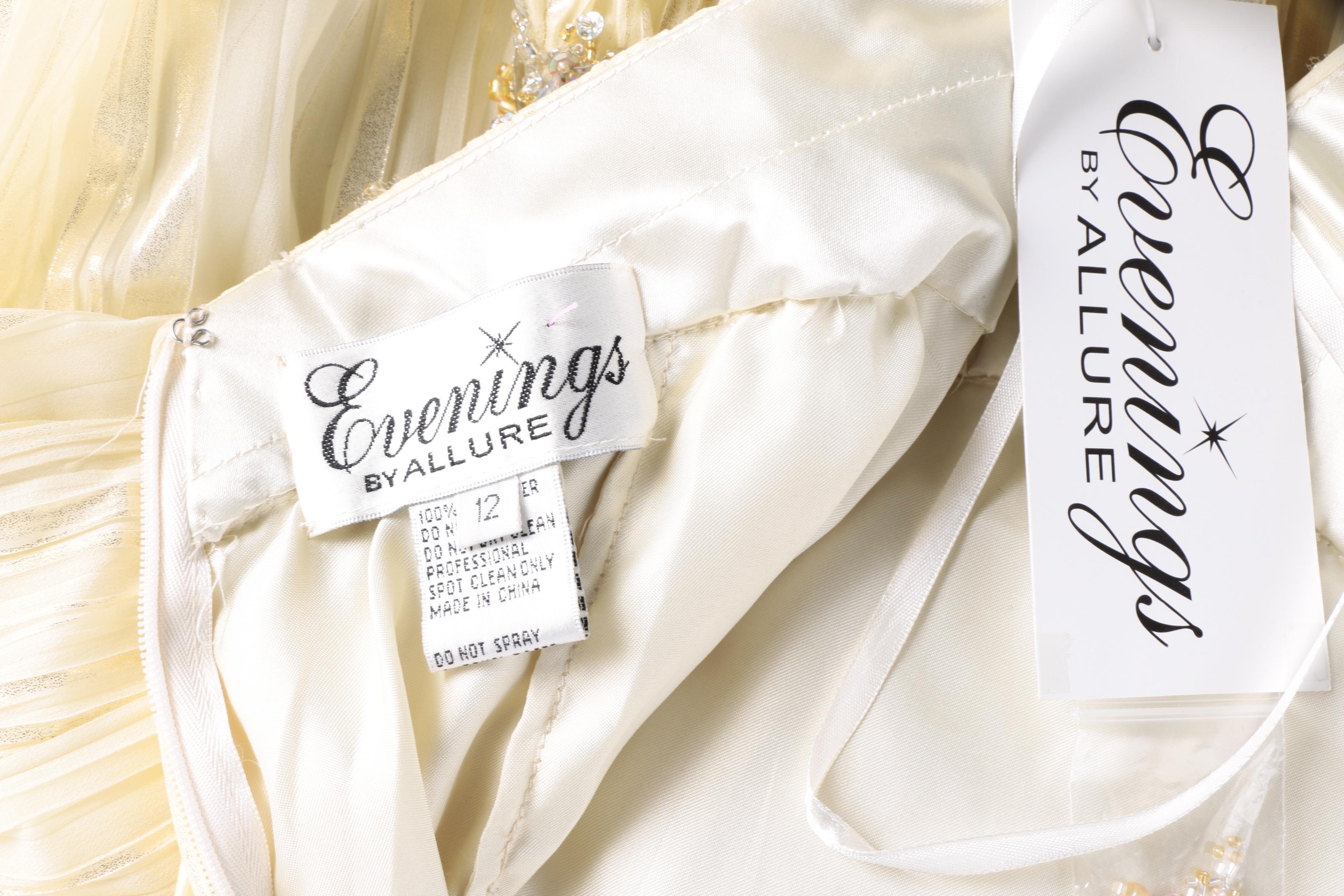 Evenings by Allure Cream Cocktail Dress with Rhinestone Embellishments