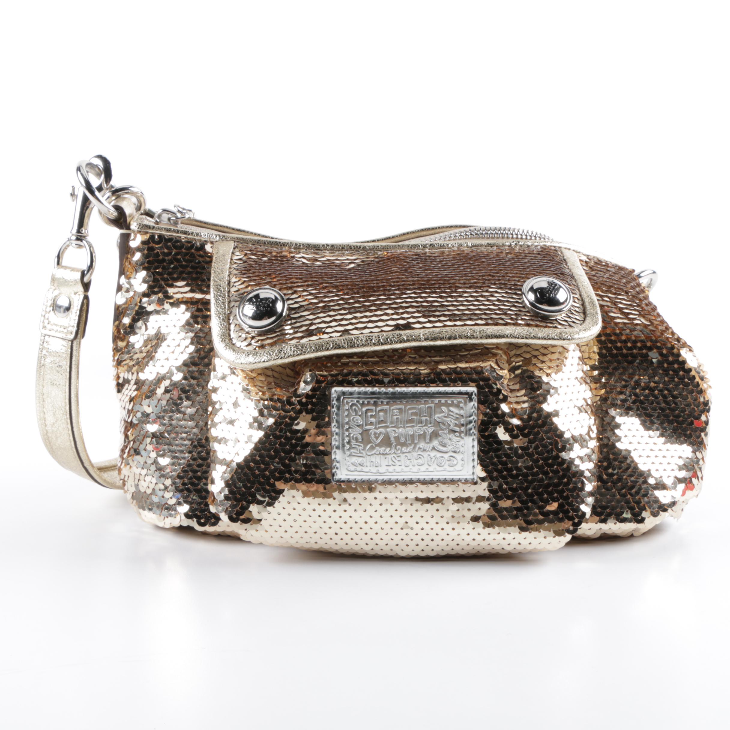 Coach Poppy Gold Tone Sequin Groovy Handbag