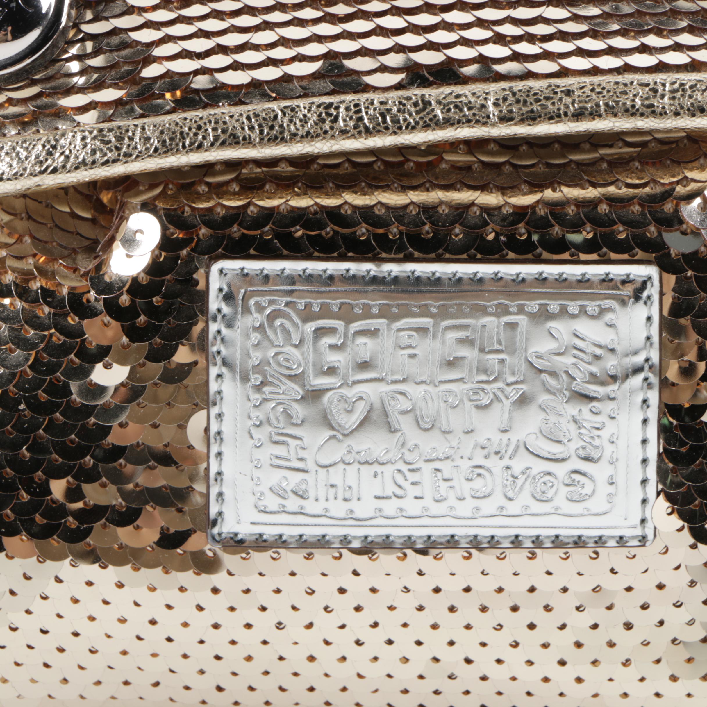 Coach Poppy Gold Tone Sequin Groovy Handbag