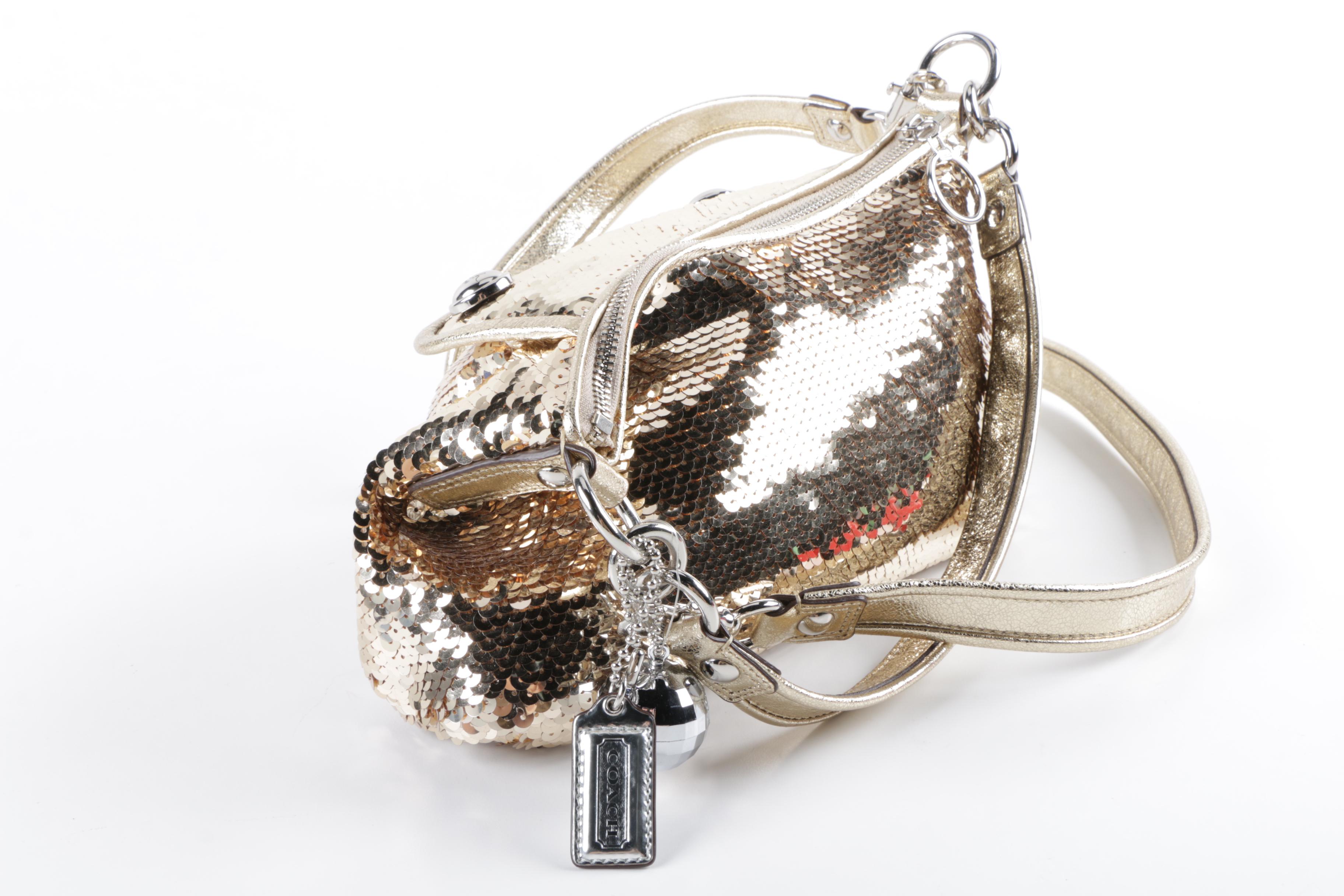 Coach Poppy Gold Tone Sequin Groovy Handbag