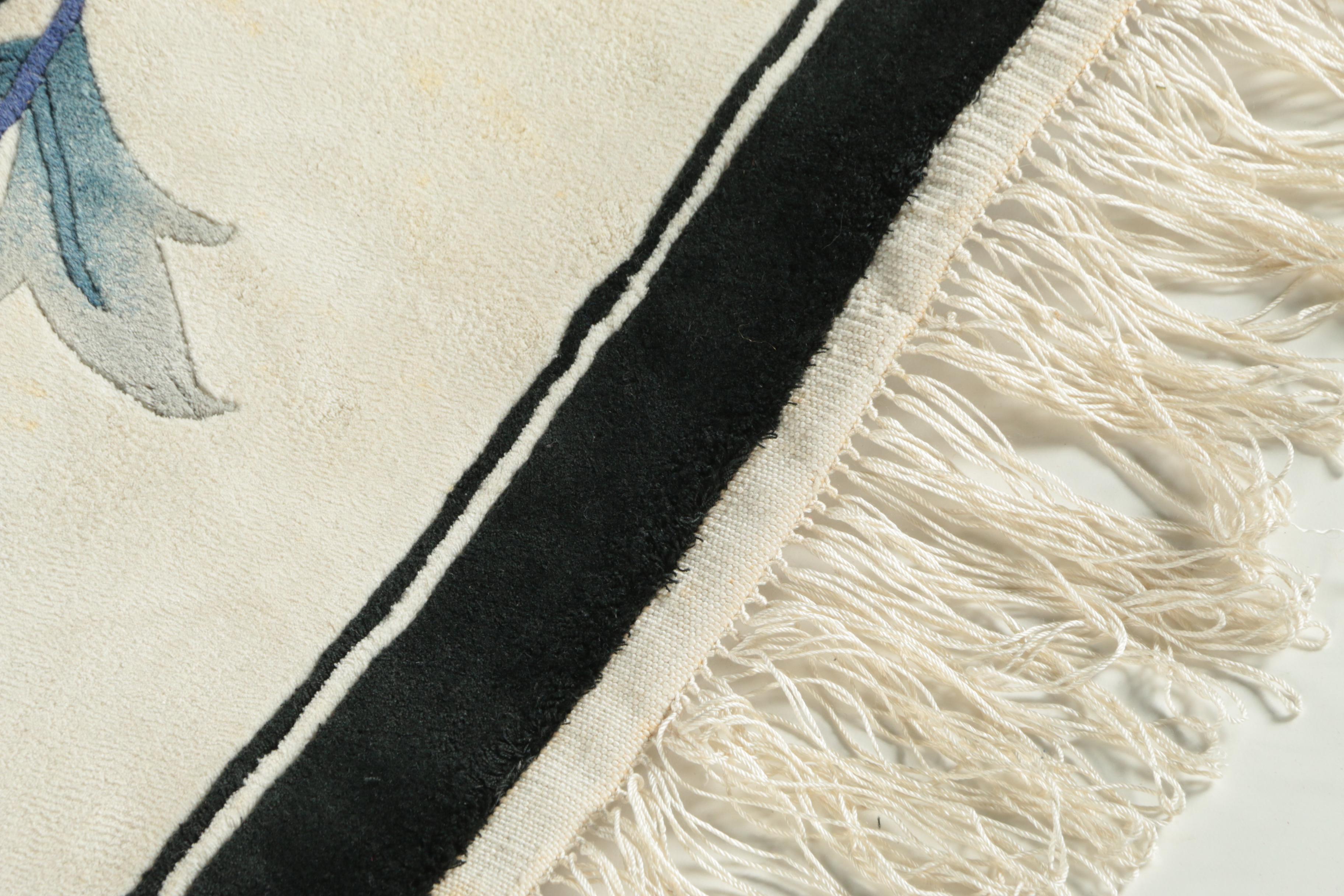 Finely Hand-Knotted and Carved Chinese Silk Area Rug