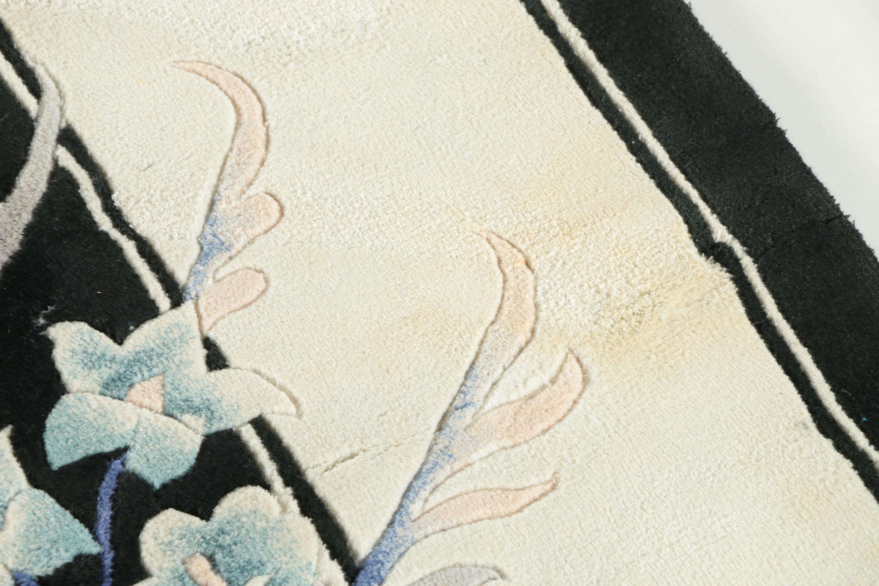 Finely Hand-Knotted and Carved Chinese Silk Area Rug