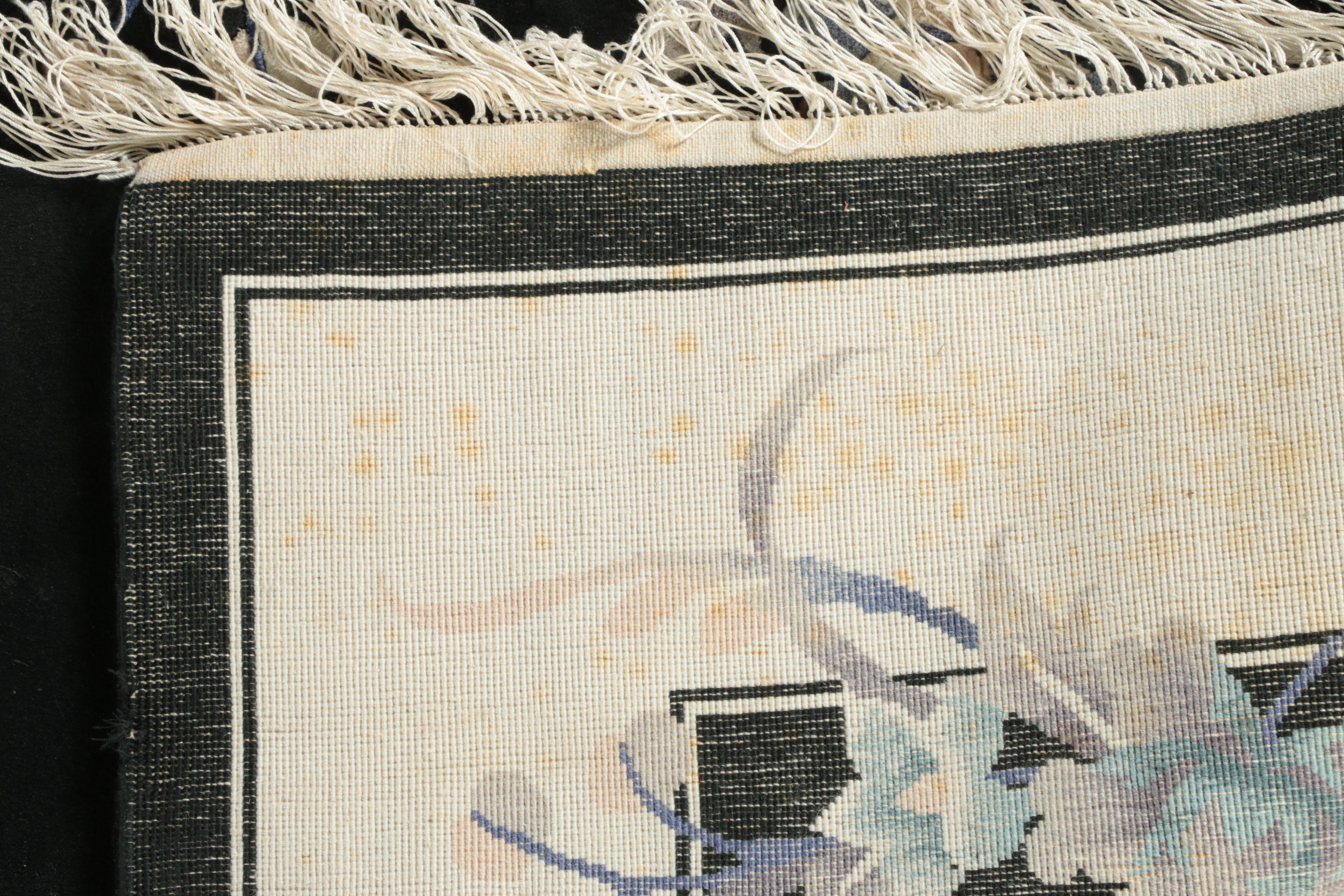 Finely Hand-Knotted and Carved Chinese Silk Area Rug