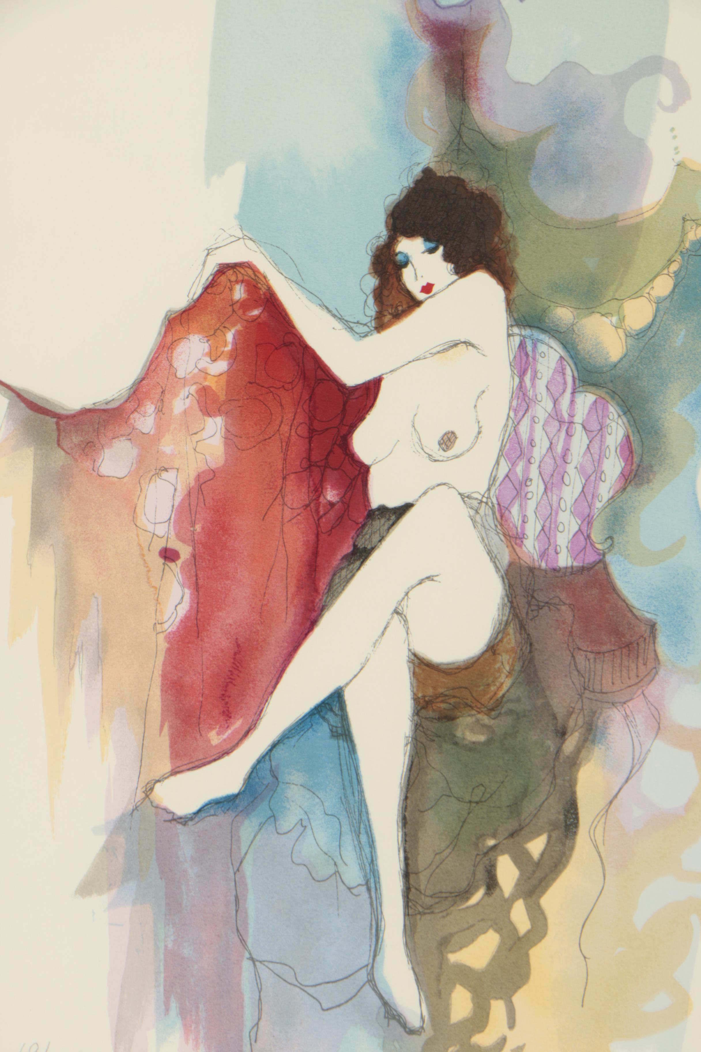 Itzchak Tarkay Color Lithograph of Nude
