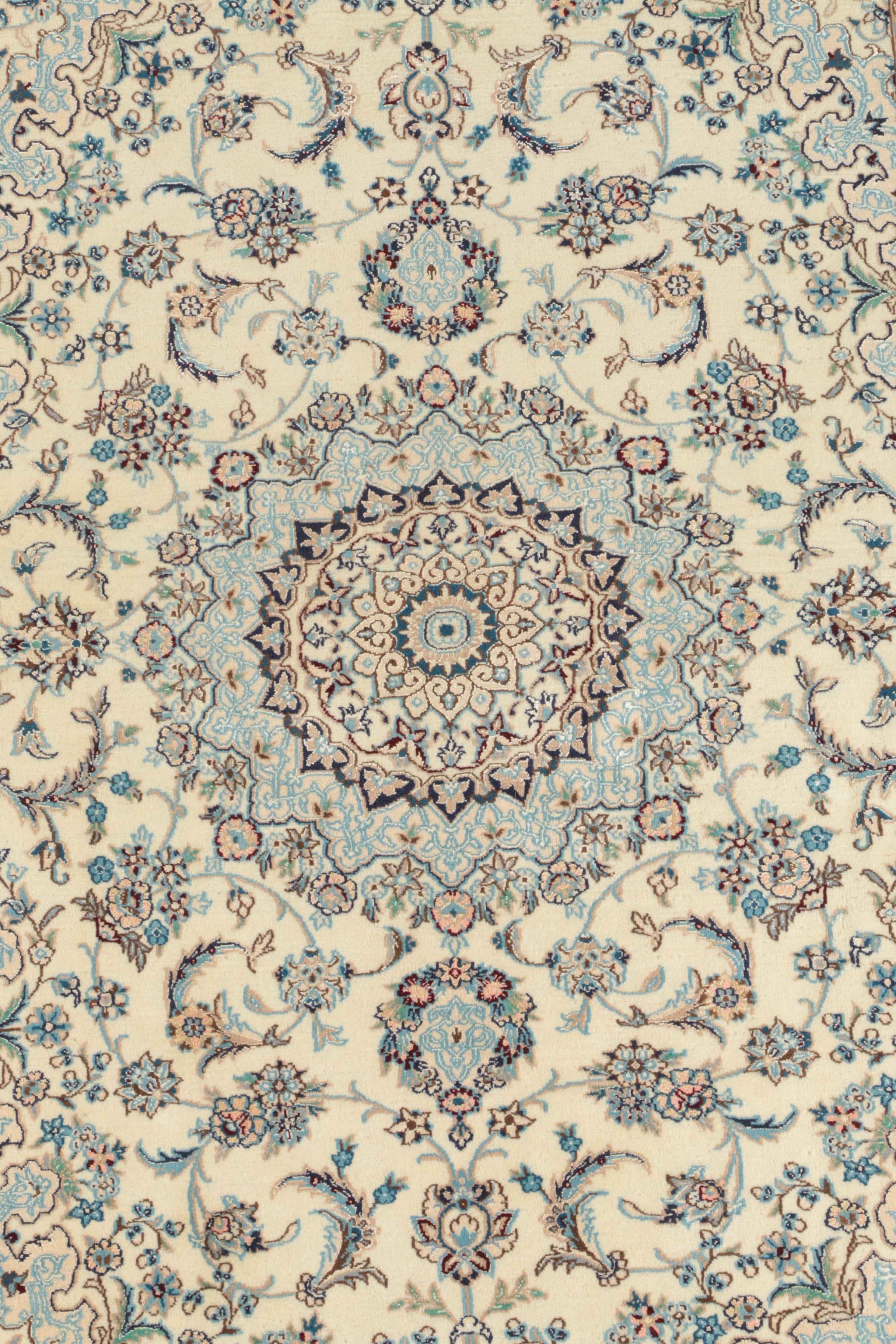 Hand-Knotted Persian Nain Wool Area Rug