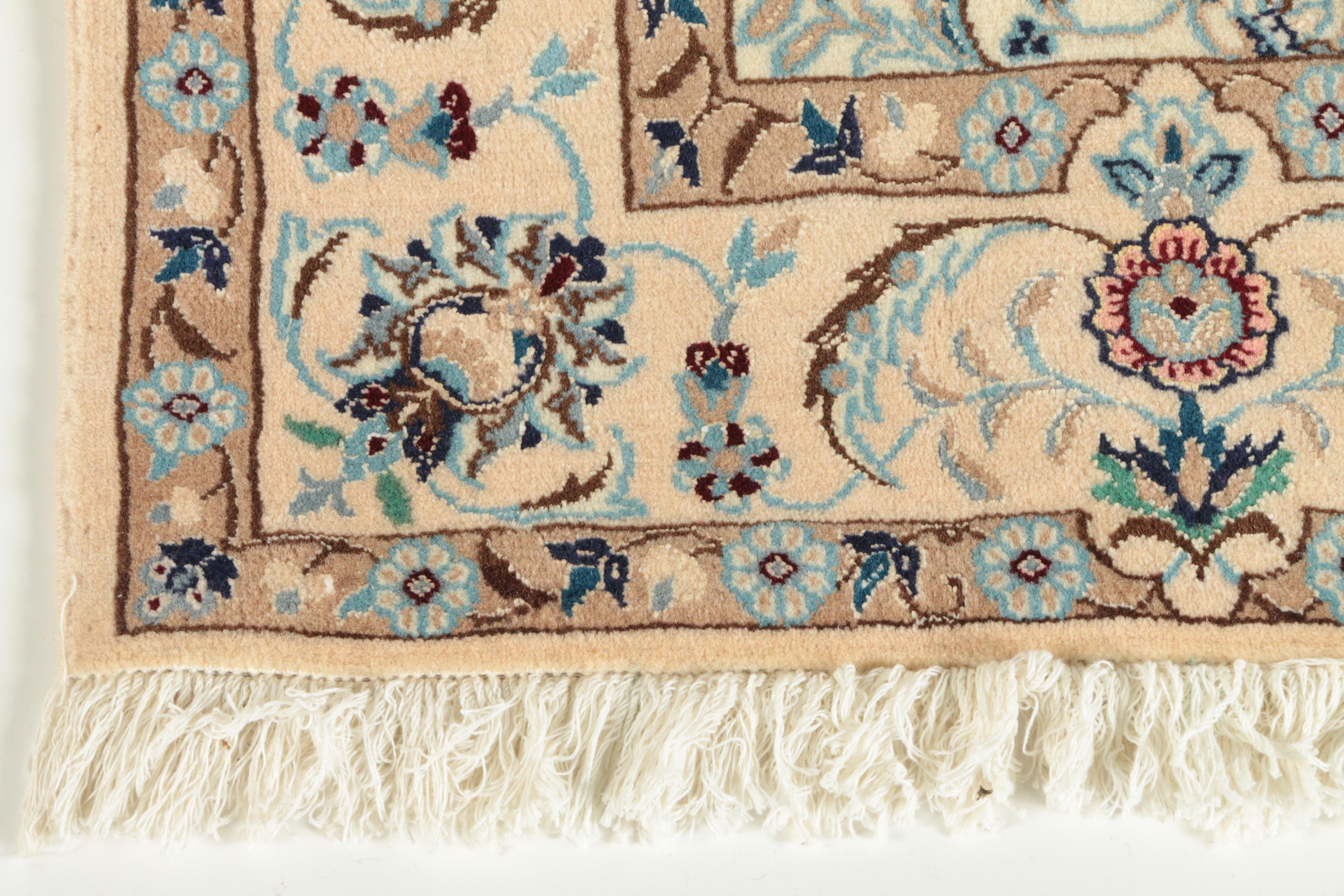 Hand-Knotted Persian Nain Wool Area Rug