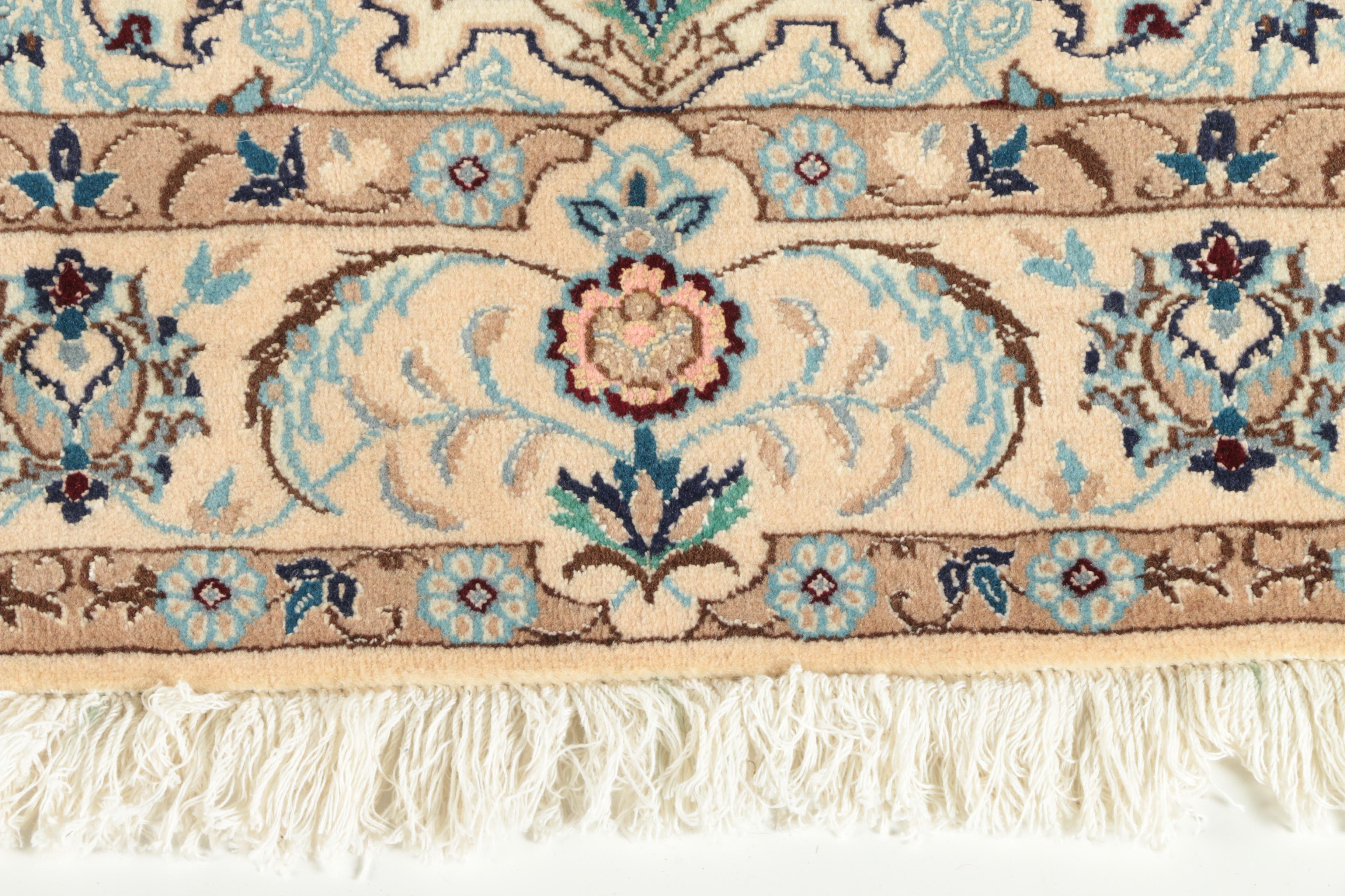 Hand-Knotted Persian Nain Wool Area Rug