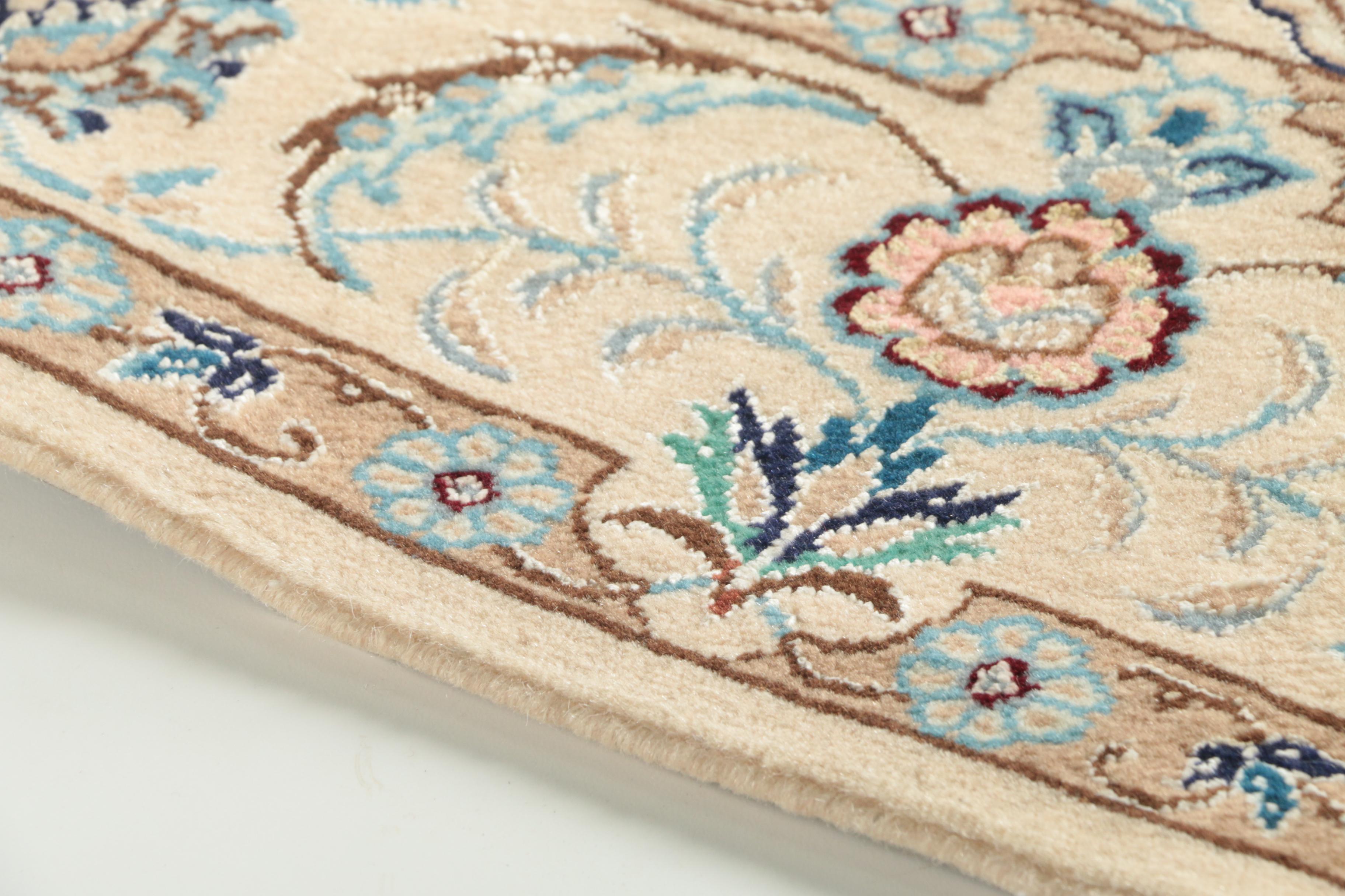 Hand-Knotted Persian Nain Wool Area Rug