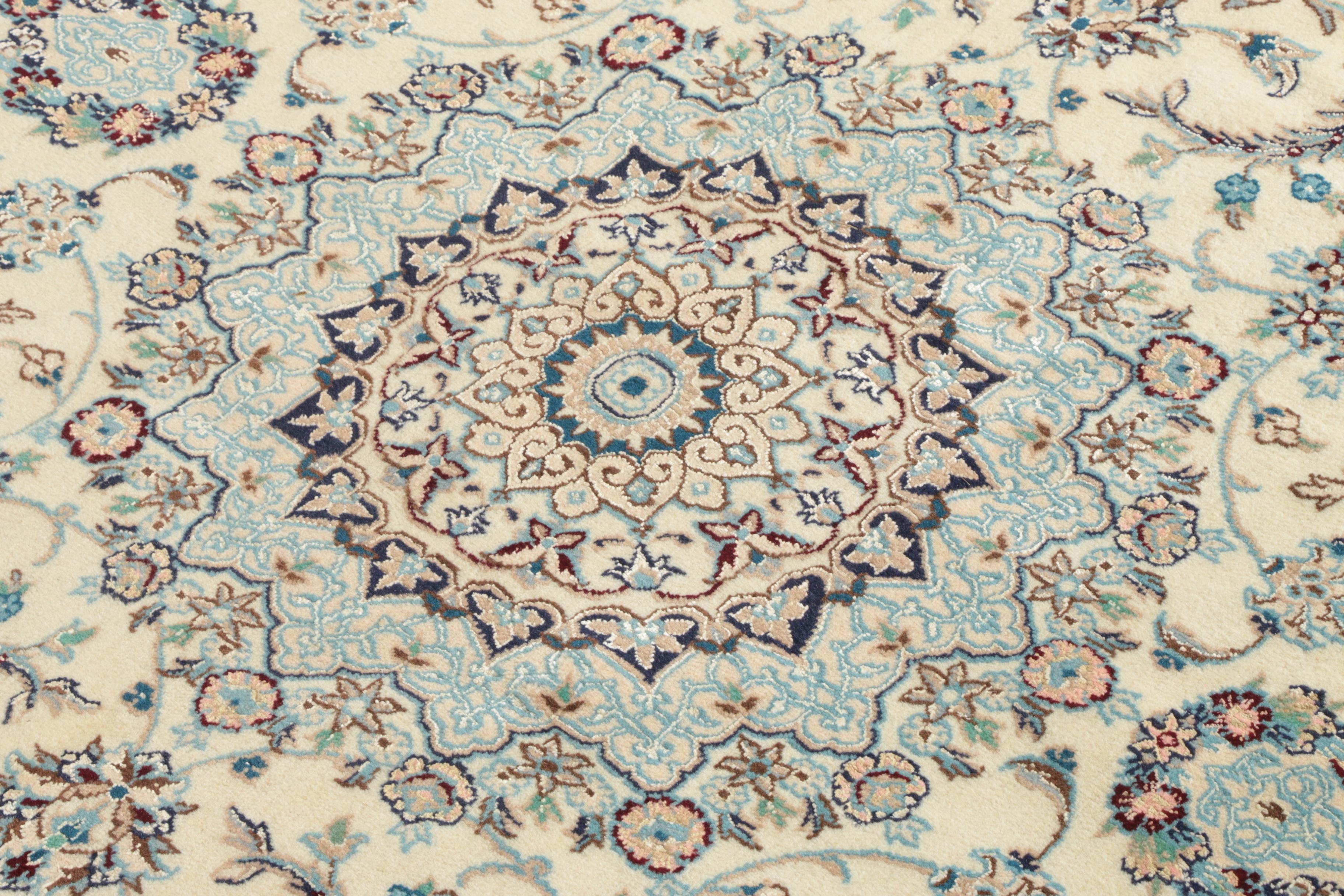 Hand-Knotted Persian Nain Wool Area Rug