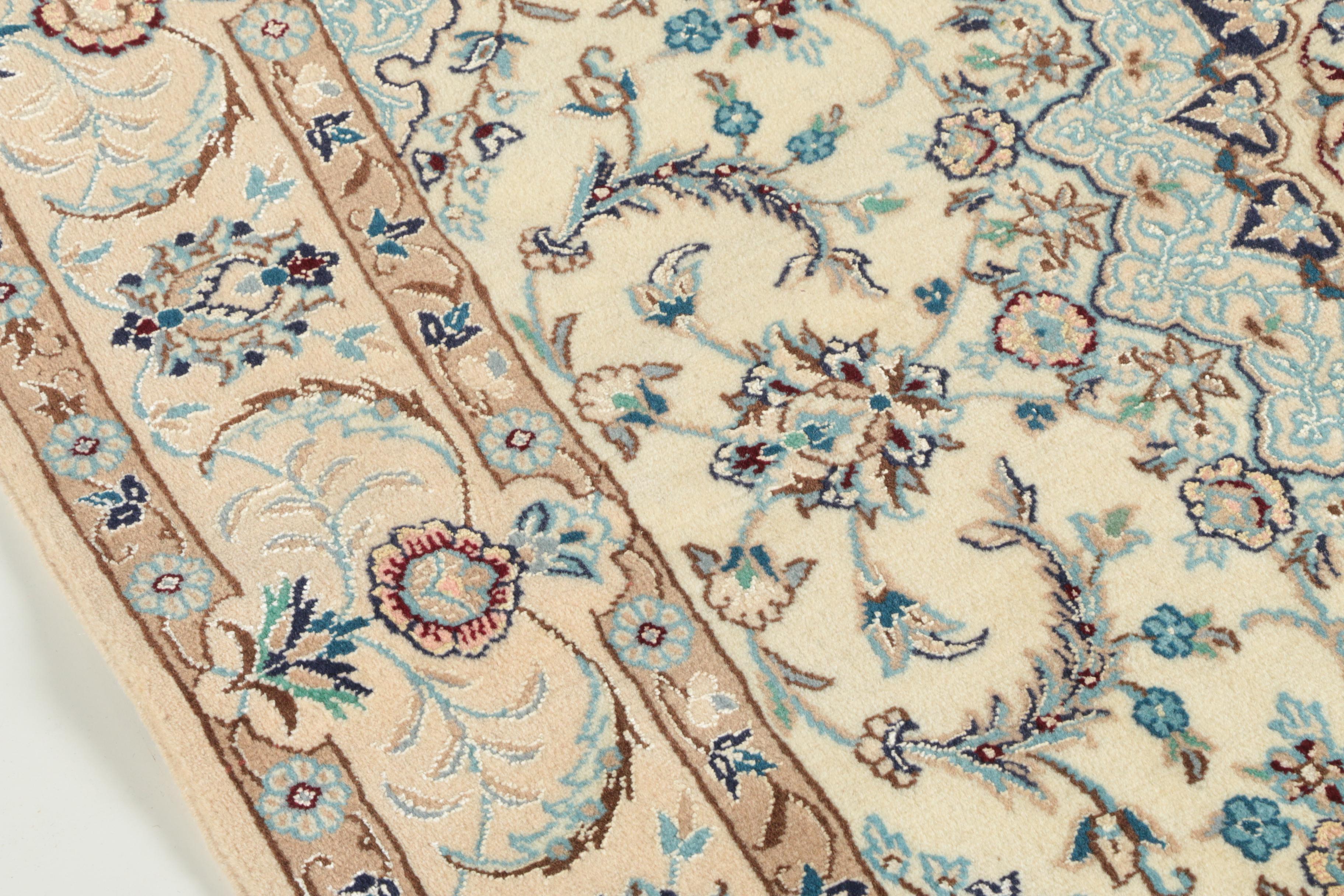 Hand-Knotted Persian Nain Wool Area Rug