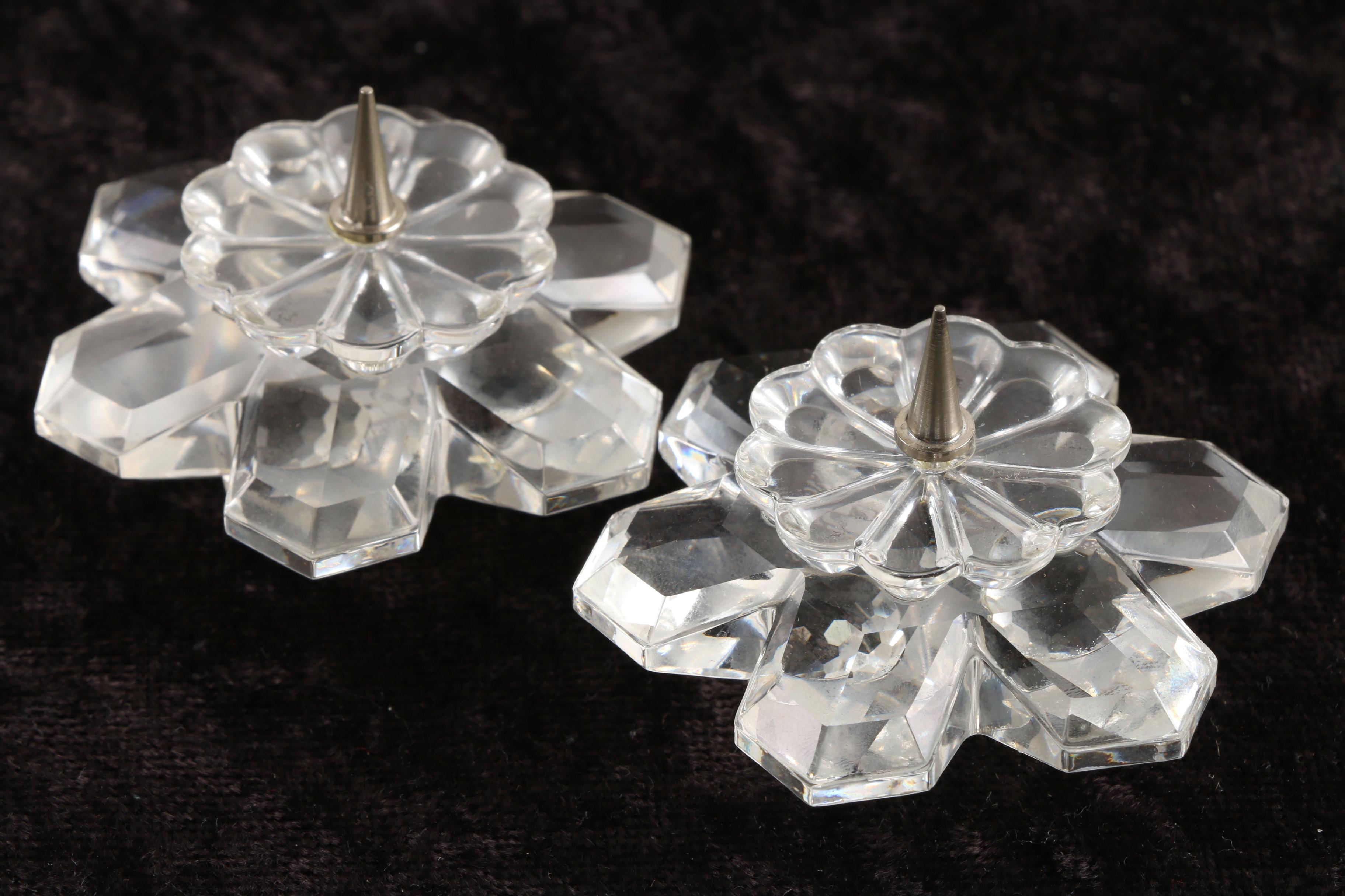 Swarovski Crystal Bird Bath Figurine and Crystal Candleholders