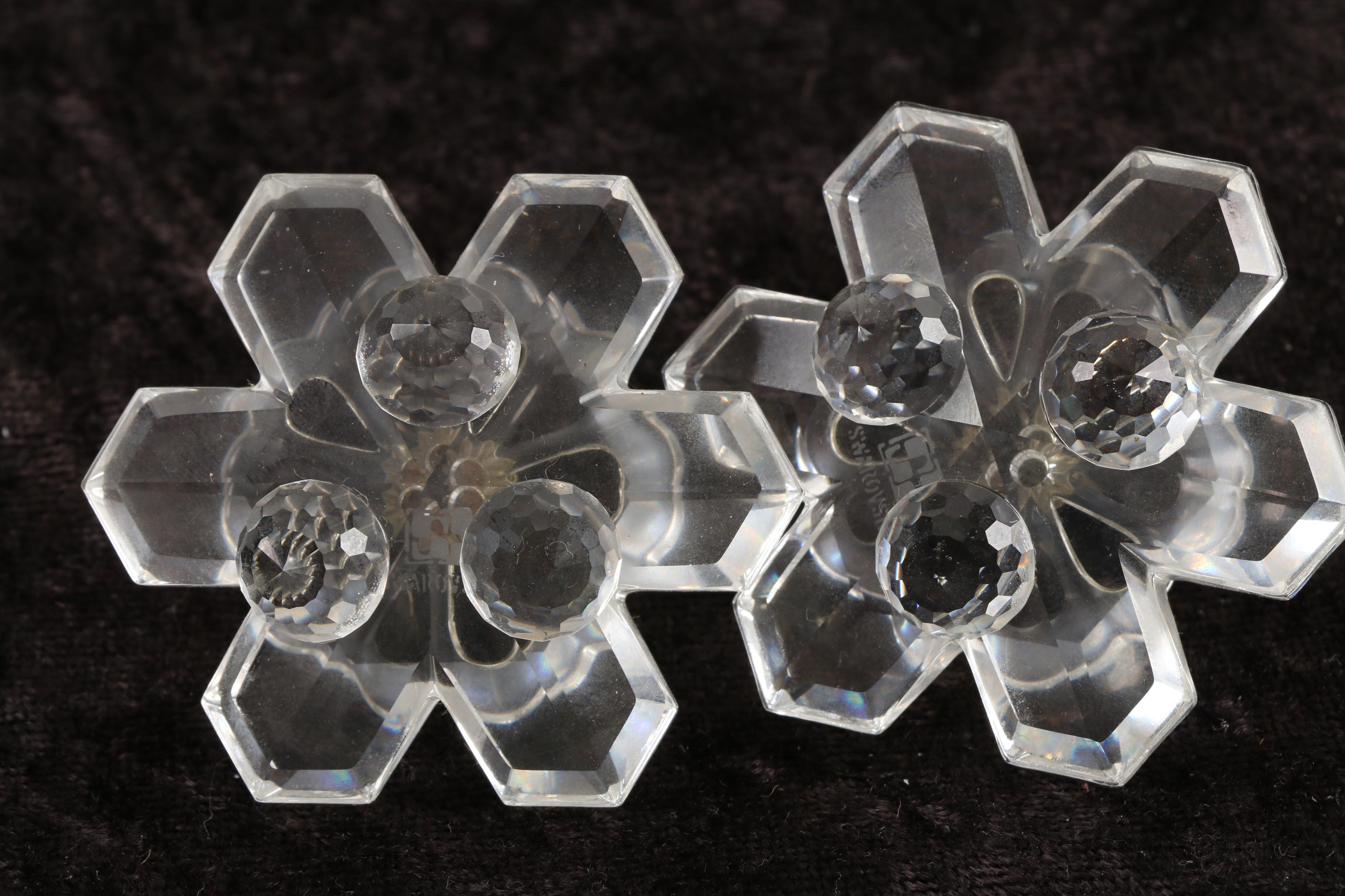 Swarovski Crystal Bird Bath Figurine and Crystal Candleholders