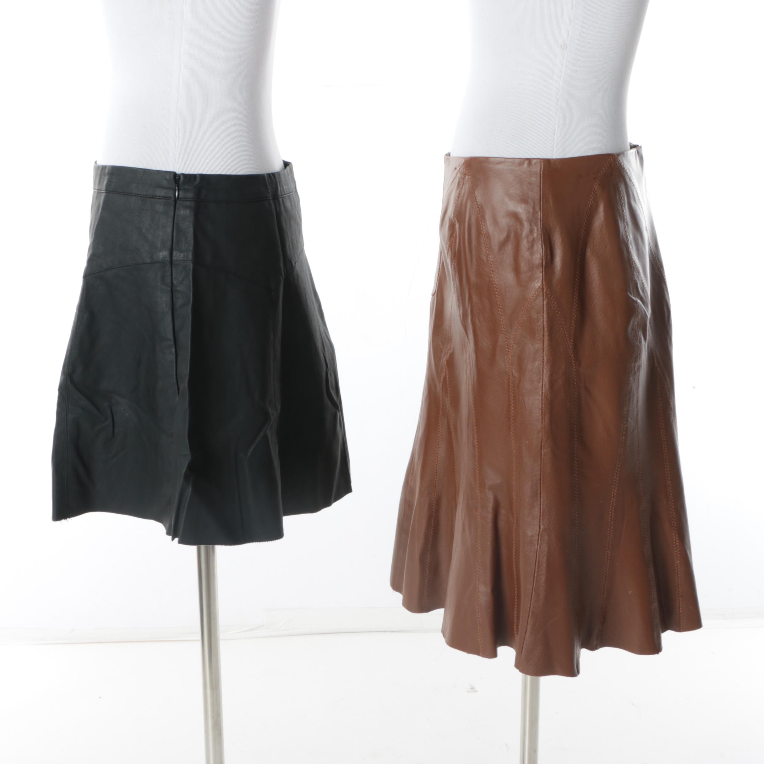 Women's Leather and Faux Leather Skirts Including Boston Proper and Lush