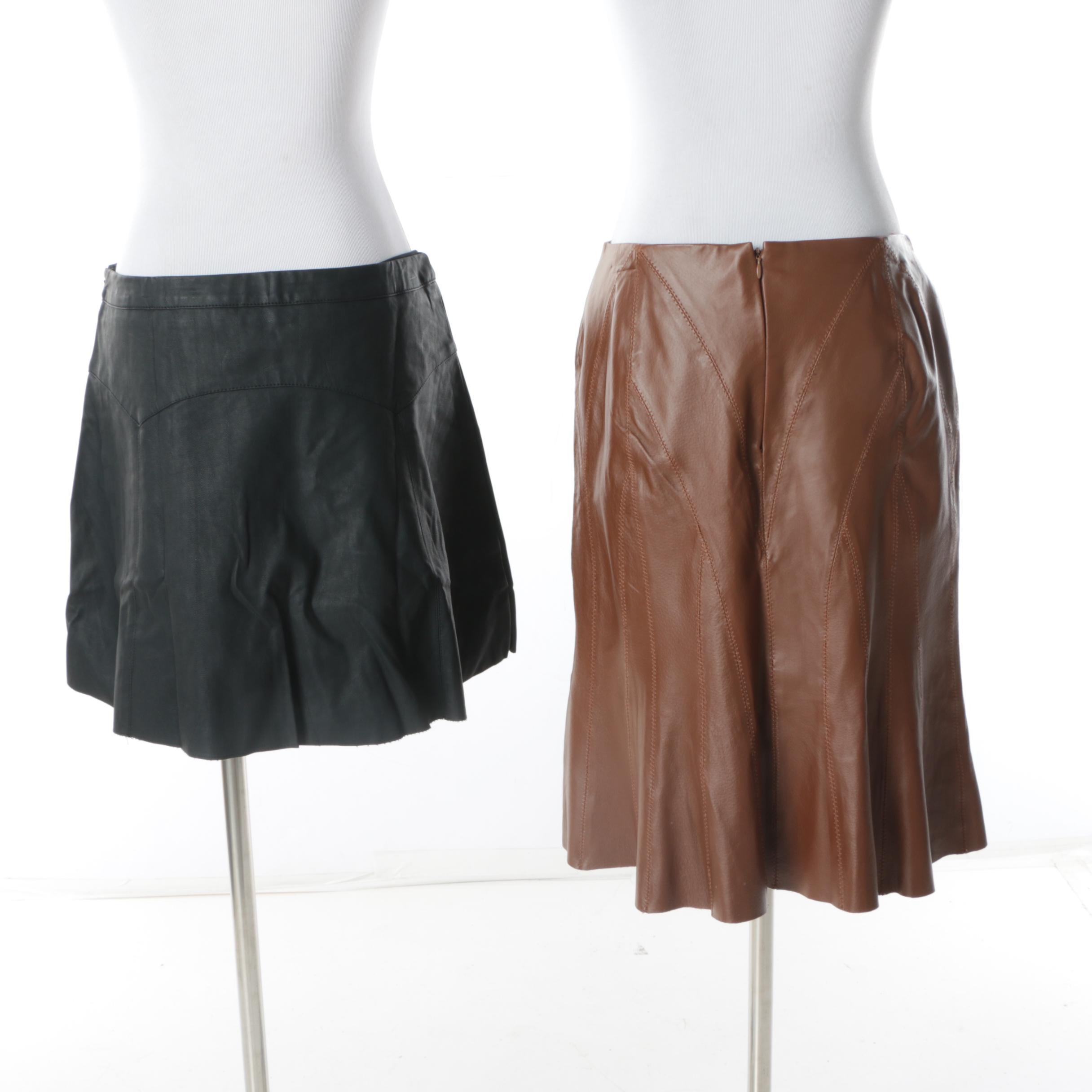 Women's Leather and Faux Leather Skirts Including Boston Proper and Lush