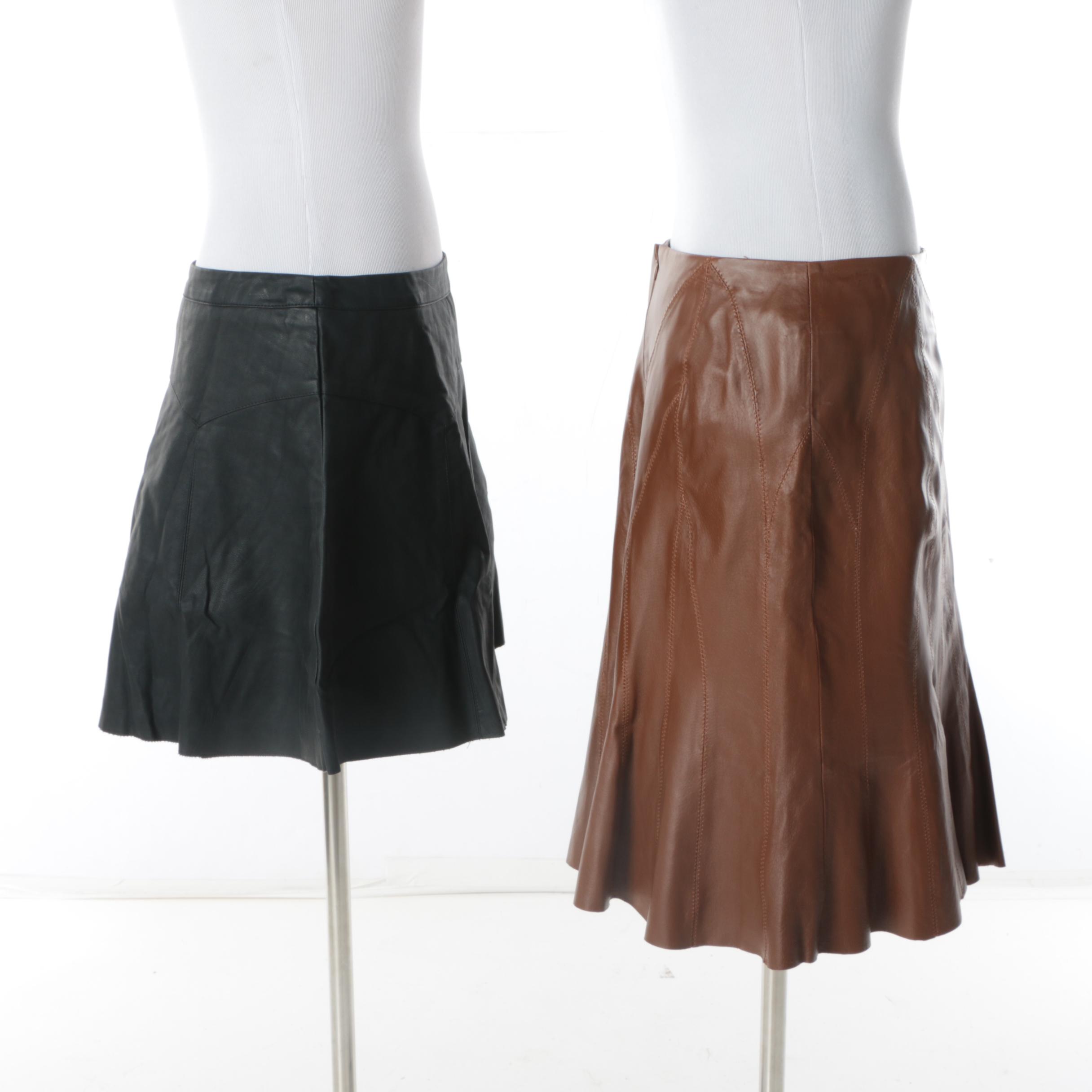 Women's Leather and Faux Leather Skirts Including Boston Proper and Lush