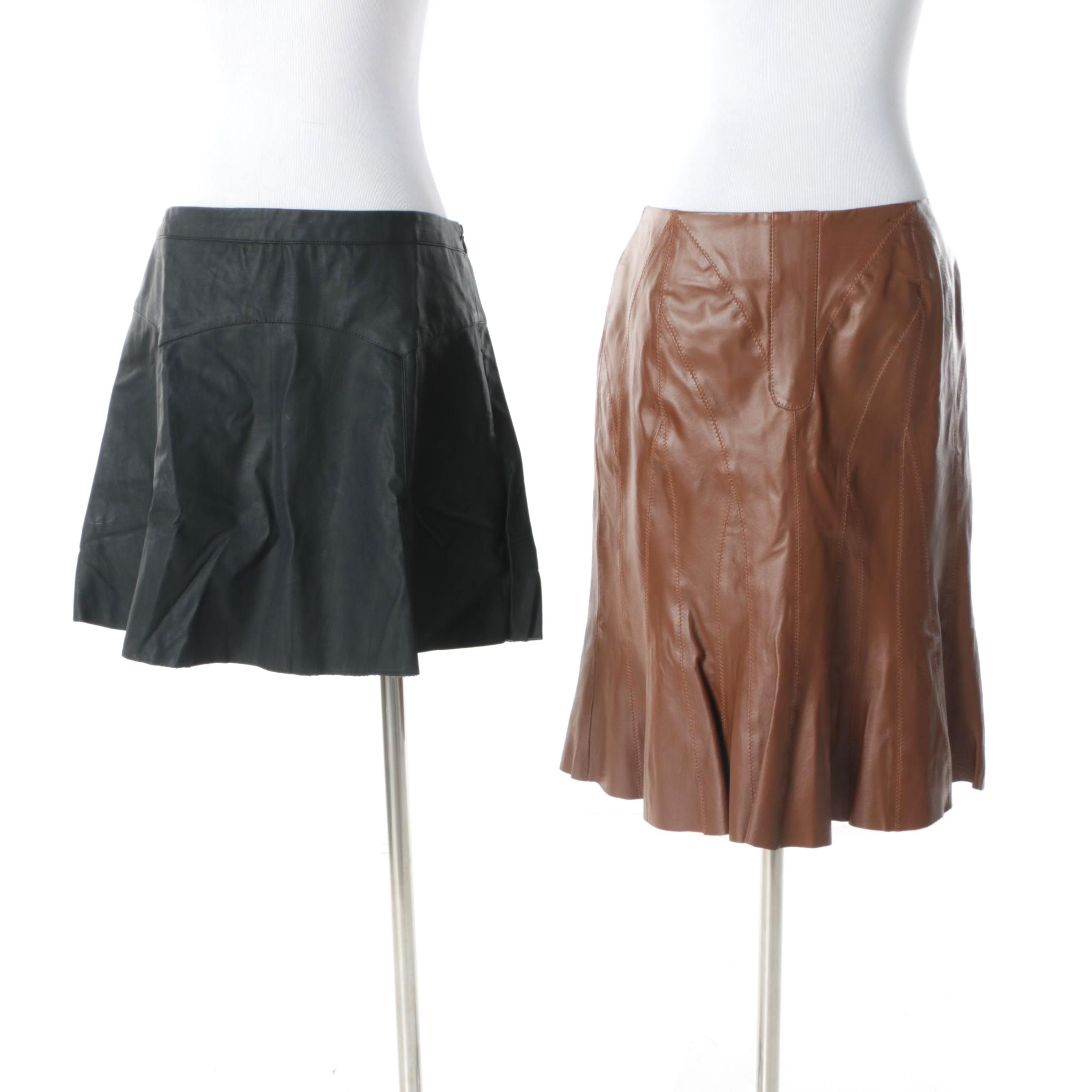 Women's Leather and Faux Leather Skirts Including Boston Proper and Lush