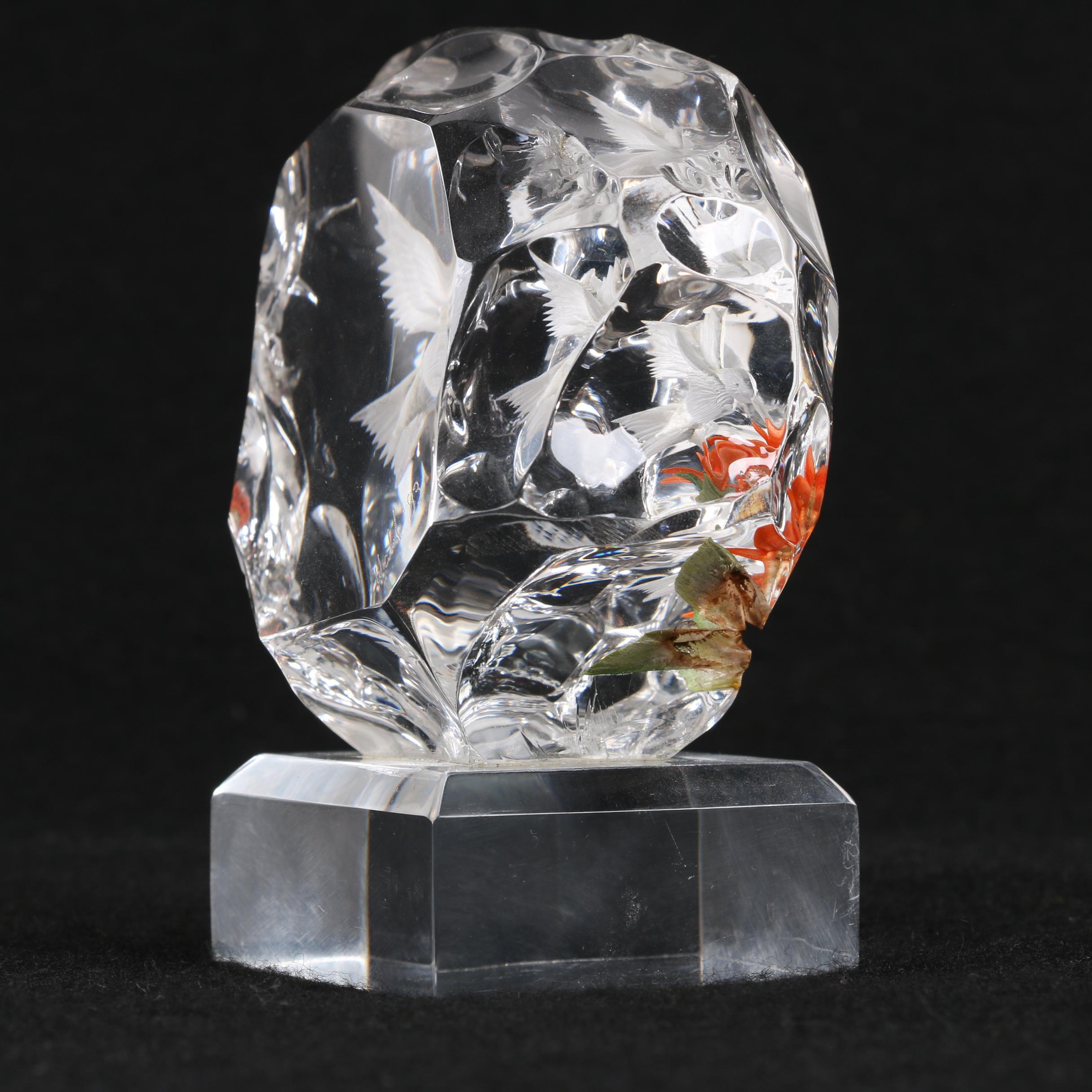 Signed Wald Glass Figurine and Two Art Glass Paperweights