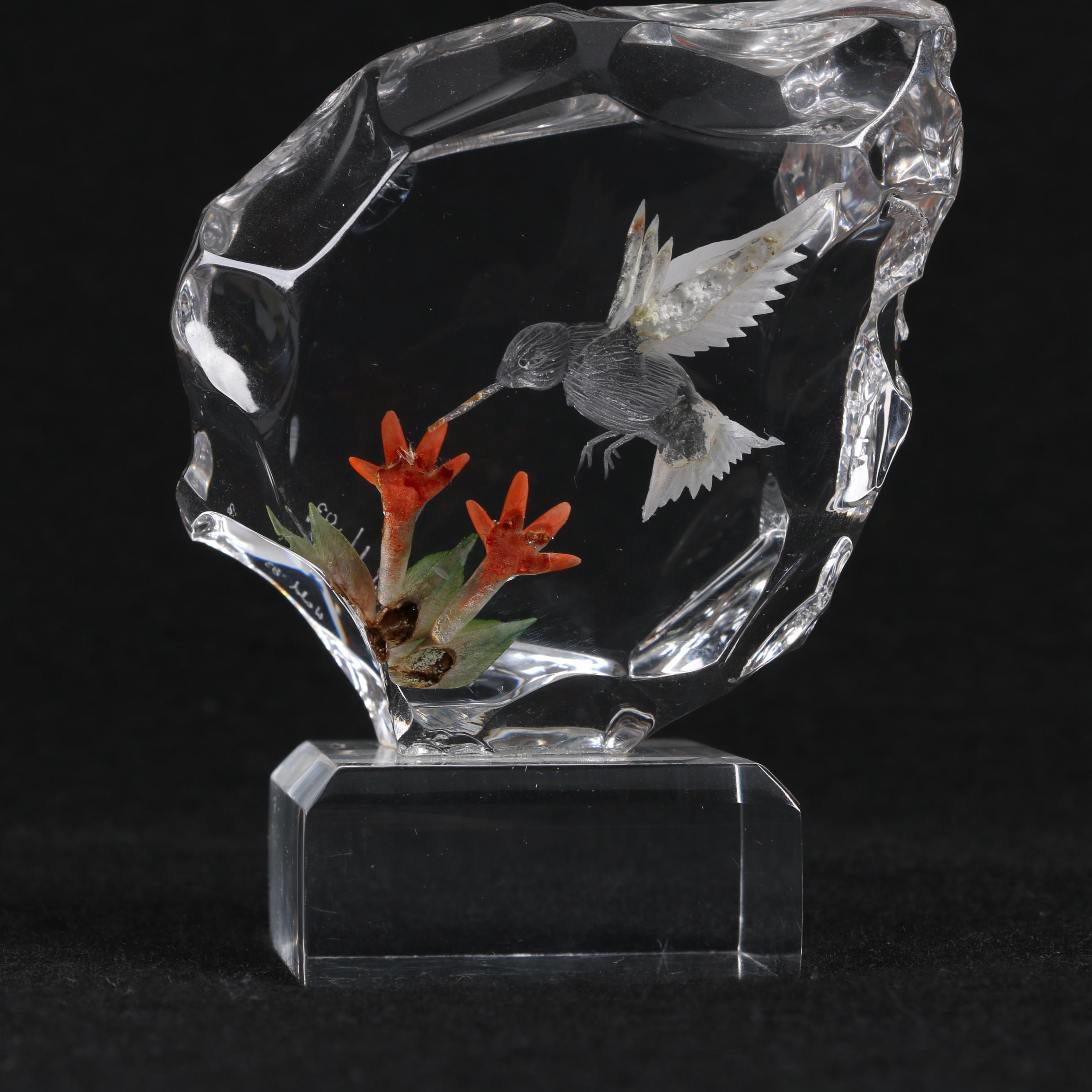 Signed Wald Glass Figurine and Two Art Glass Paperweights