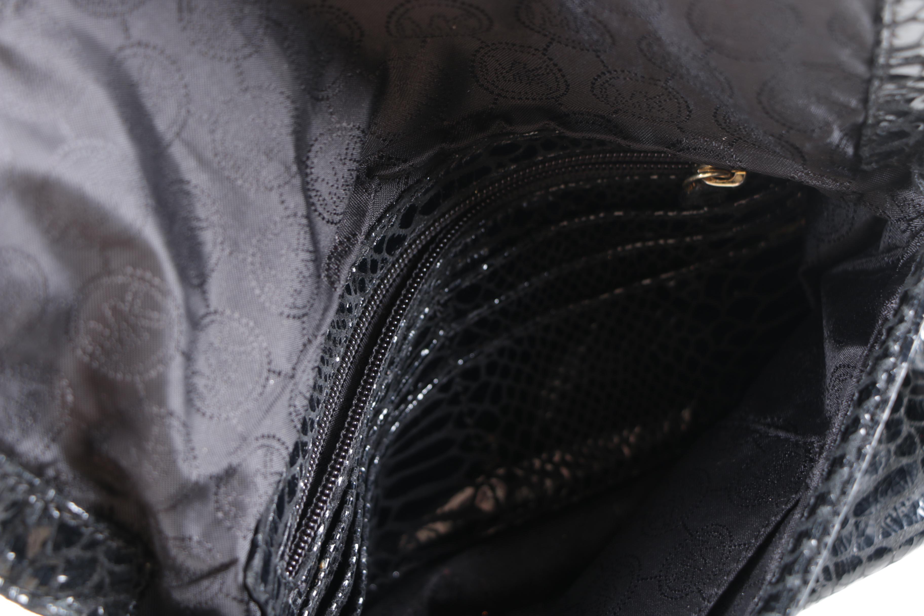 Michael Kors Snakeskin Embossed Black Leather Clutch