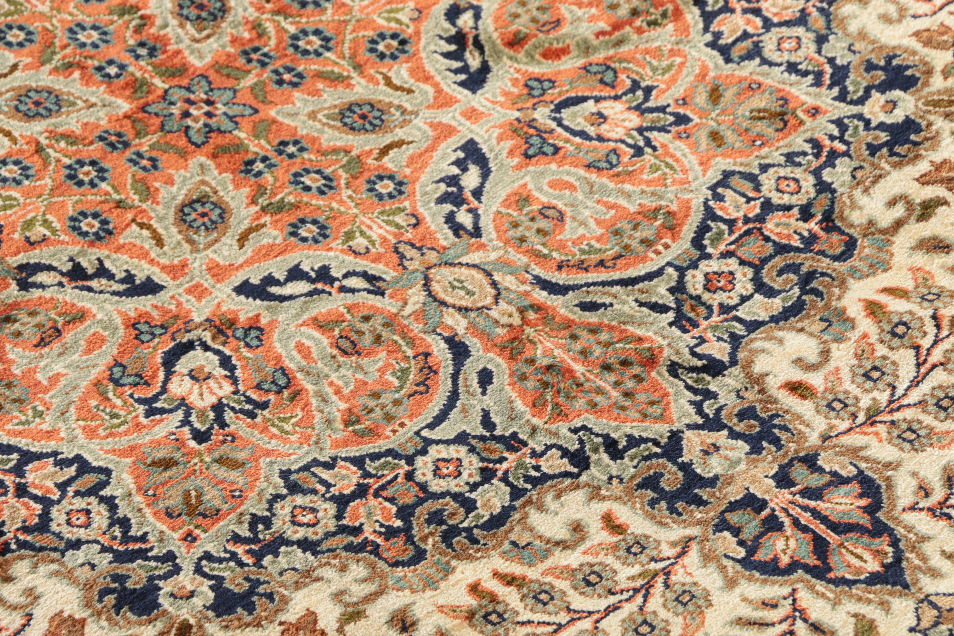 Finely Hand-Knotted Sino-Persian Wool and Silk Area Rug