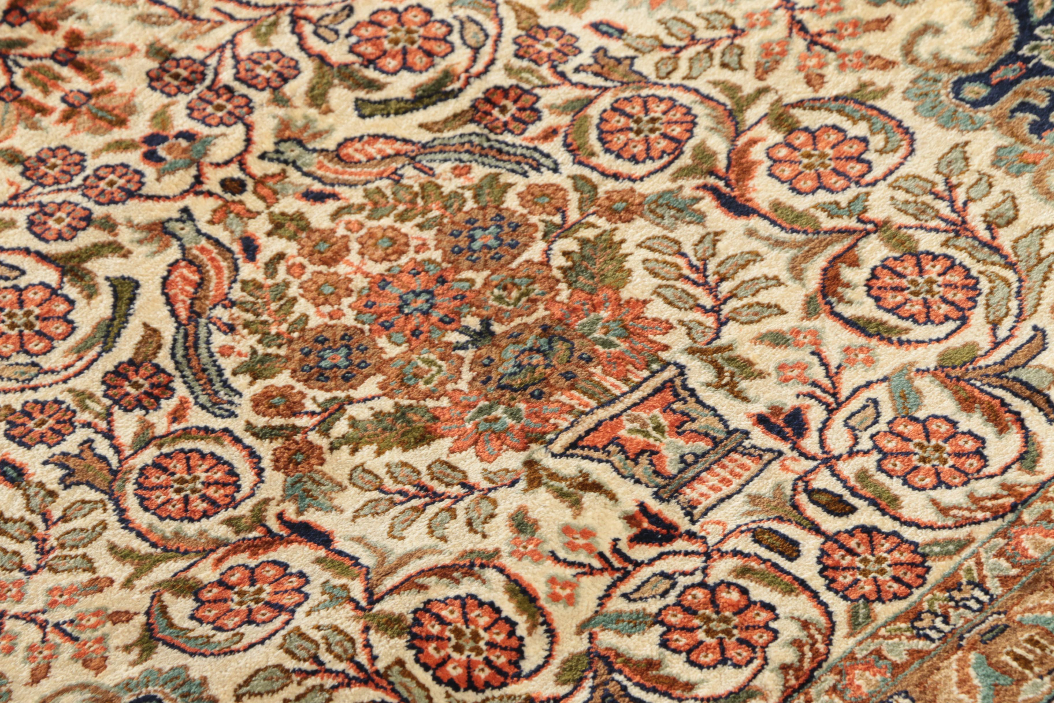 Finely Hand-Knotted Sino-Persian Wool and Silk Area Rug