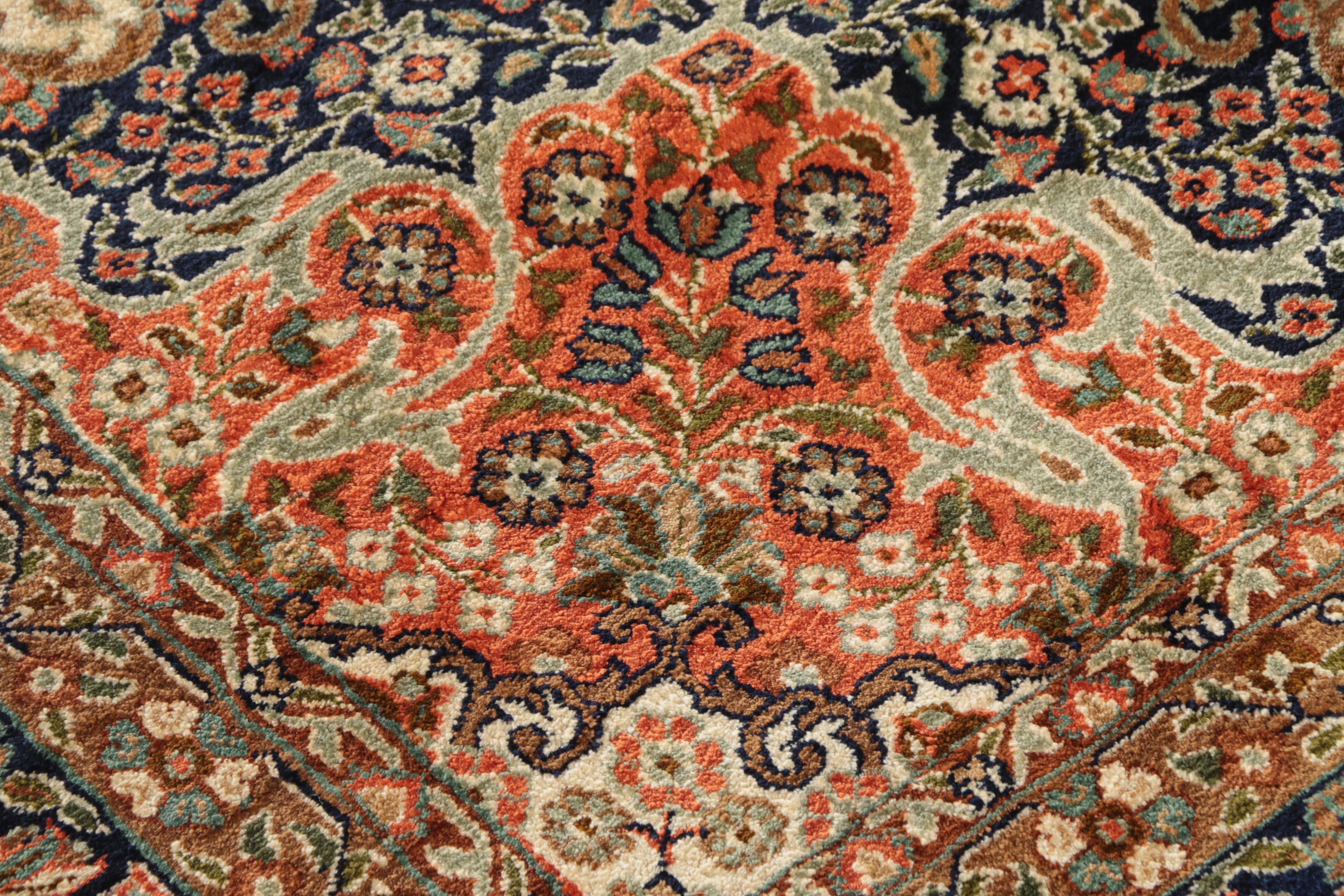 Finely Hand-Knotted Sino-Persian Wool and Silk Area Rug