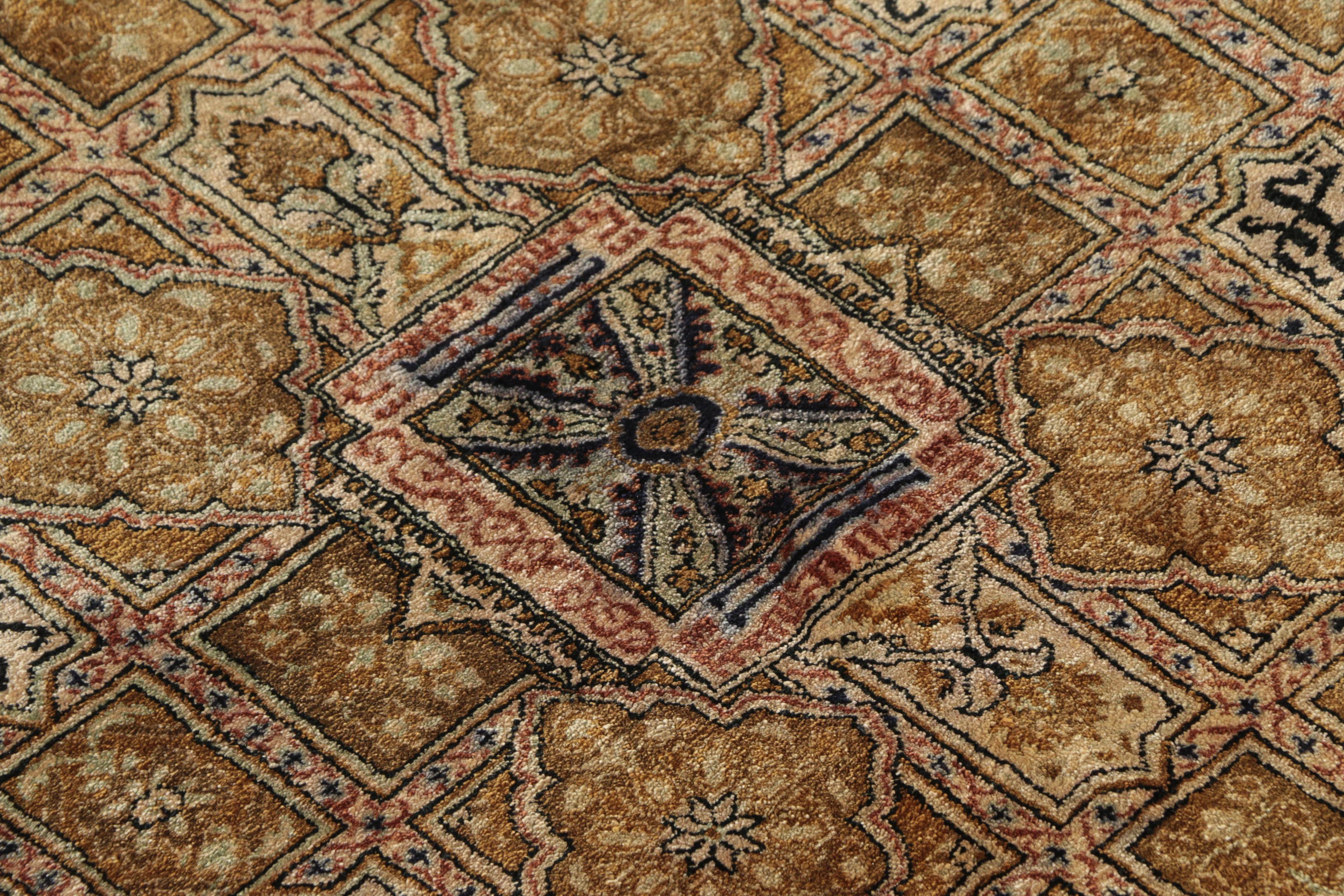 Hand-Knotted Persian or Turkish Kufic Inscribed Wool and Silk Area Rug