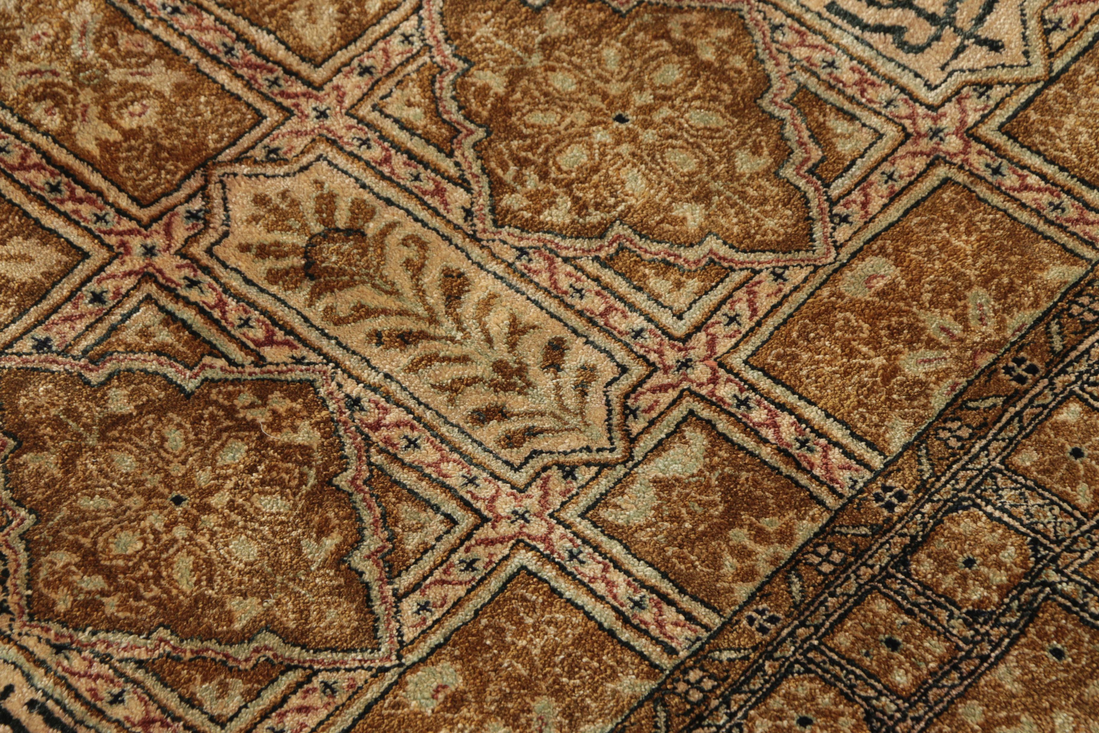 Hand-Knotted Persian or Turkish Kufic Inscribed Wool and Silk Area Rug