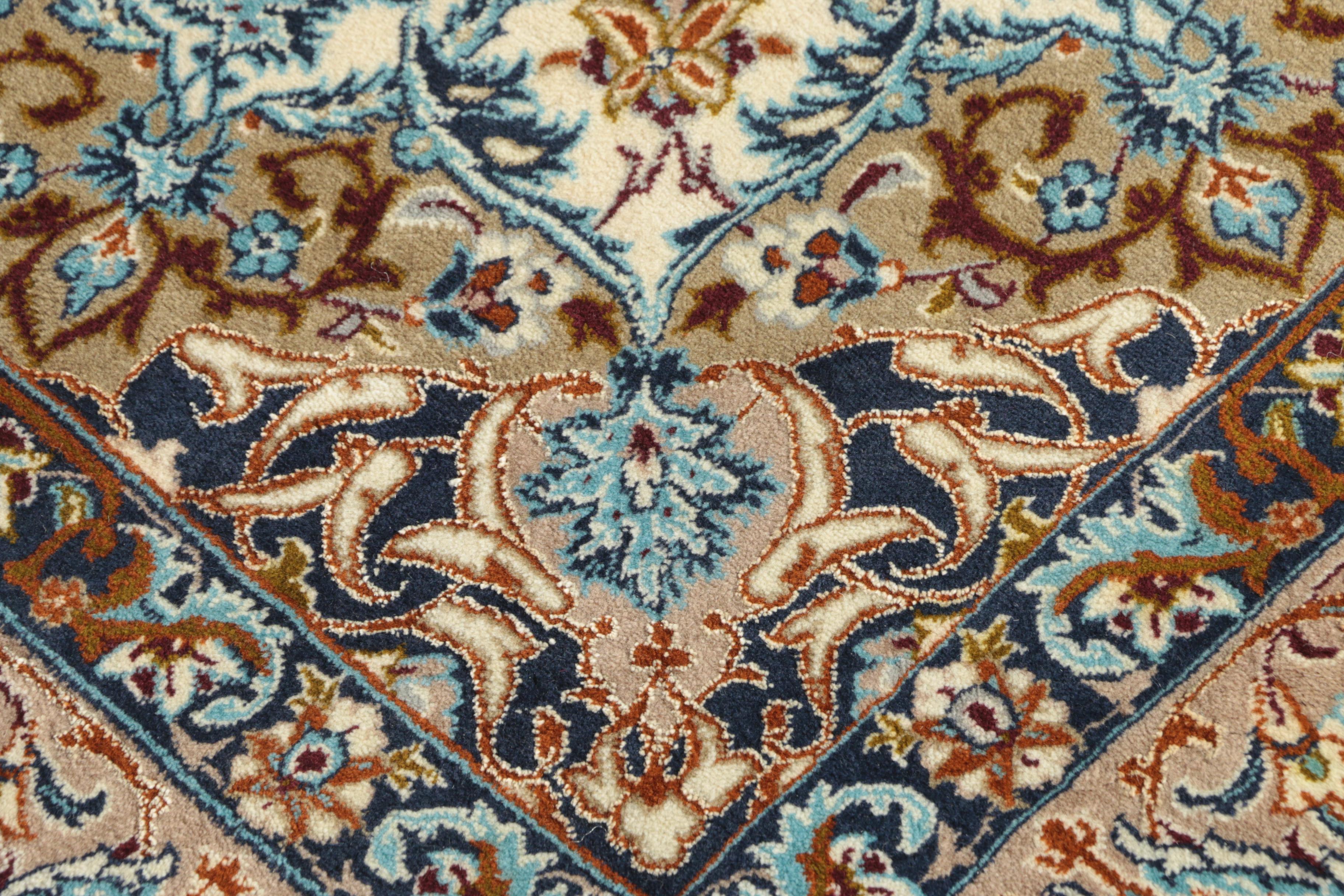 Hand-Knotted Persian Isfahan Silk or Silk and Wool Accent Rug