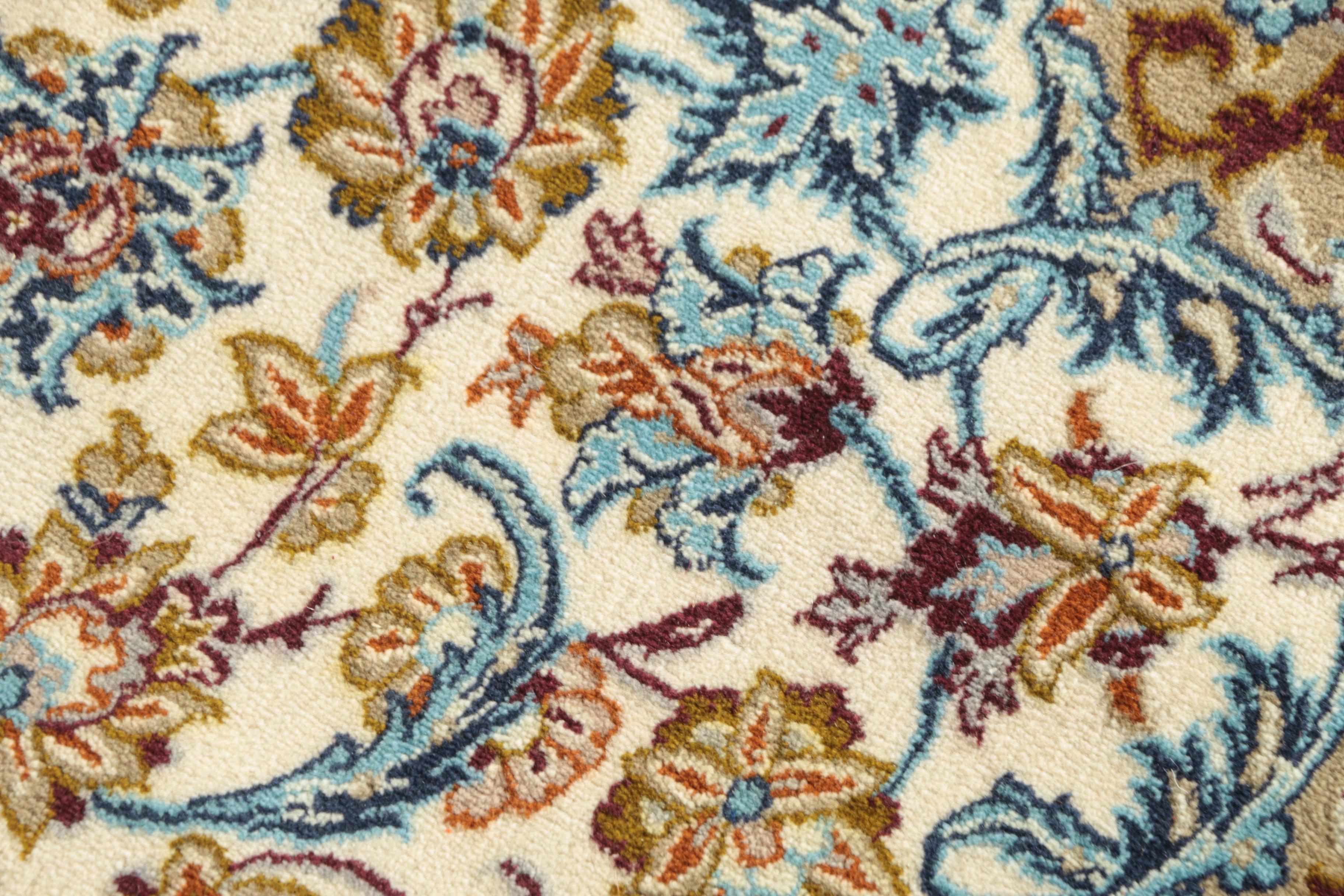 Hand-Knotted Persian Isfahan Silk or Silk and Wool Accent Rug