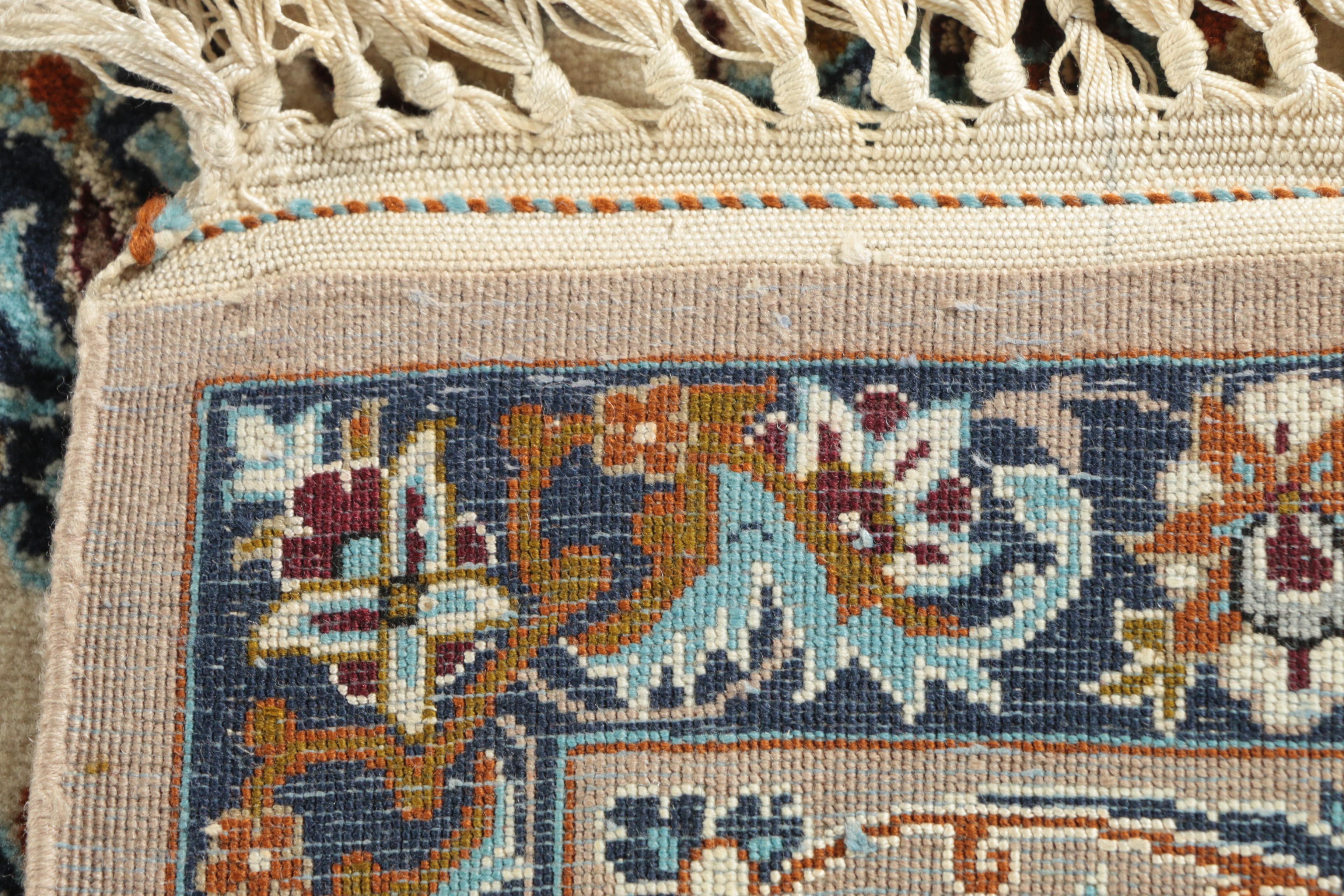 Hand-Knotted Persian Isfahan Silk or Silk and Wool Accent Rug