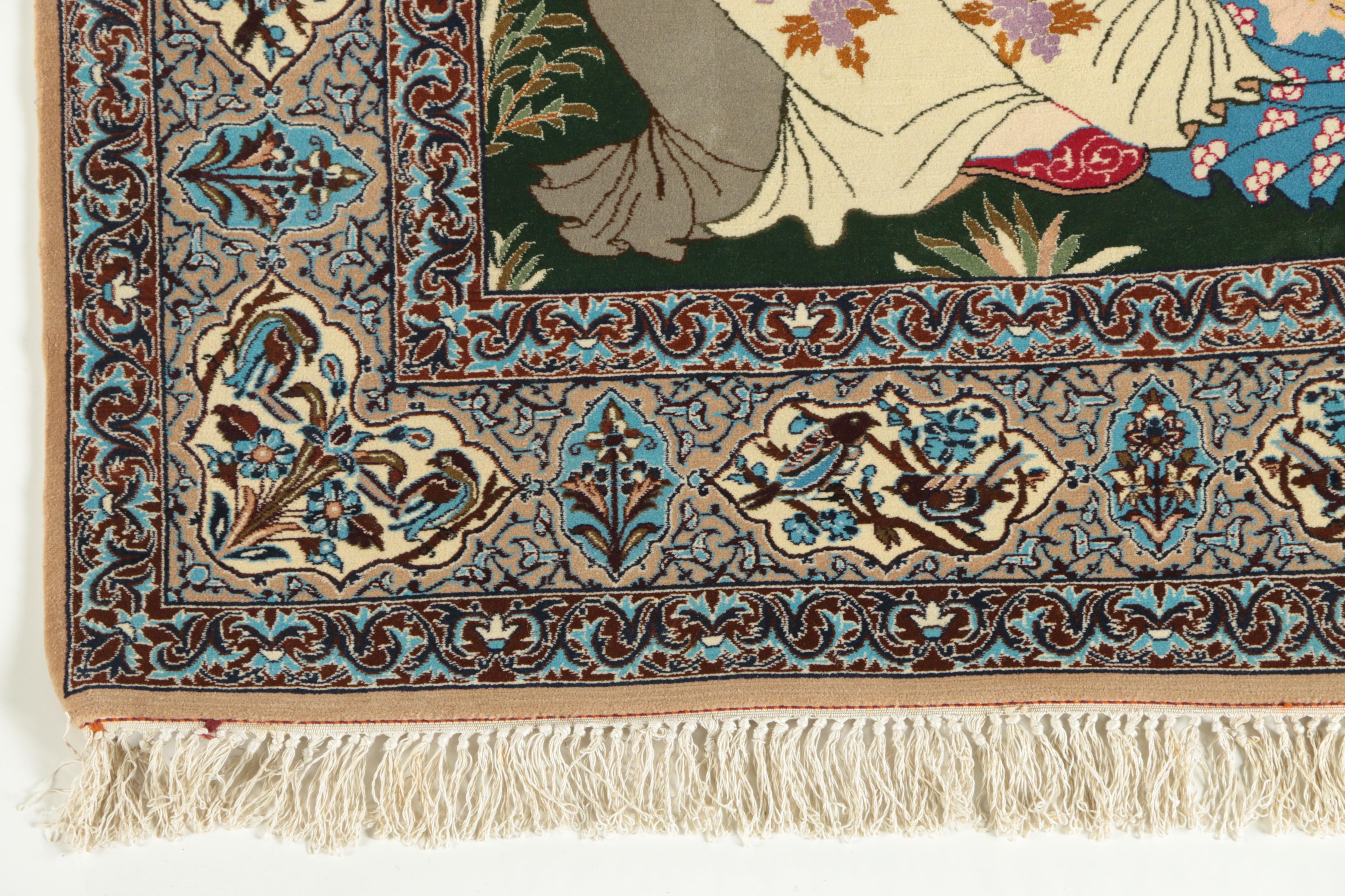 Hand-Knotted Persian Isfahan Pictorial Area Rug