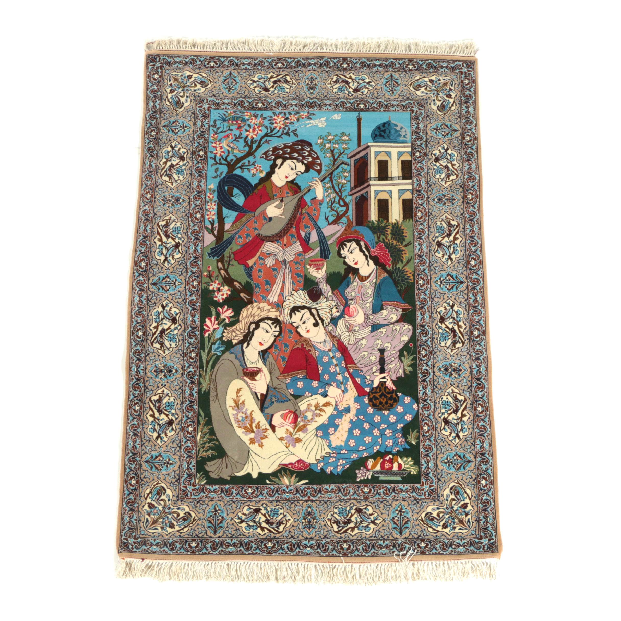 Hand-Knotted Persian Isfahan Pictorial Area Rug