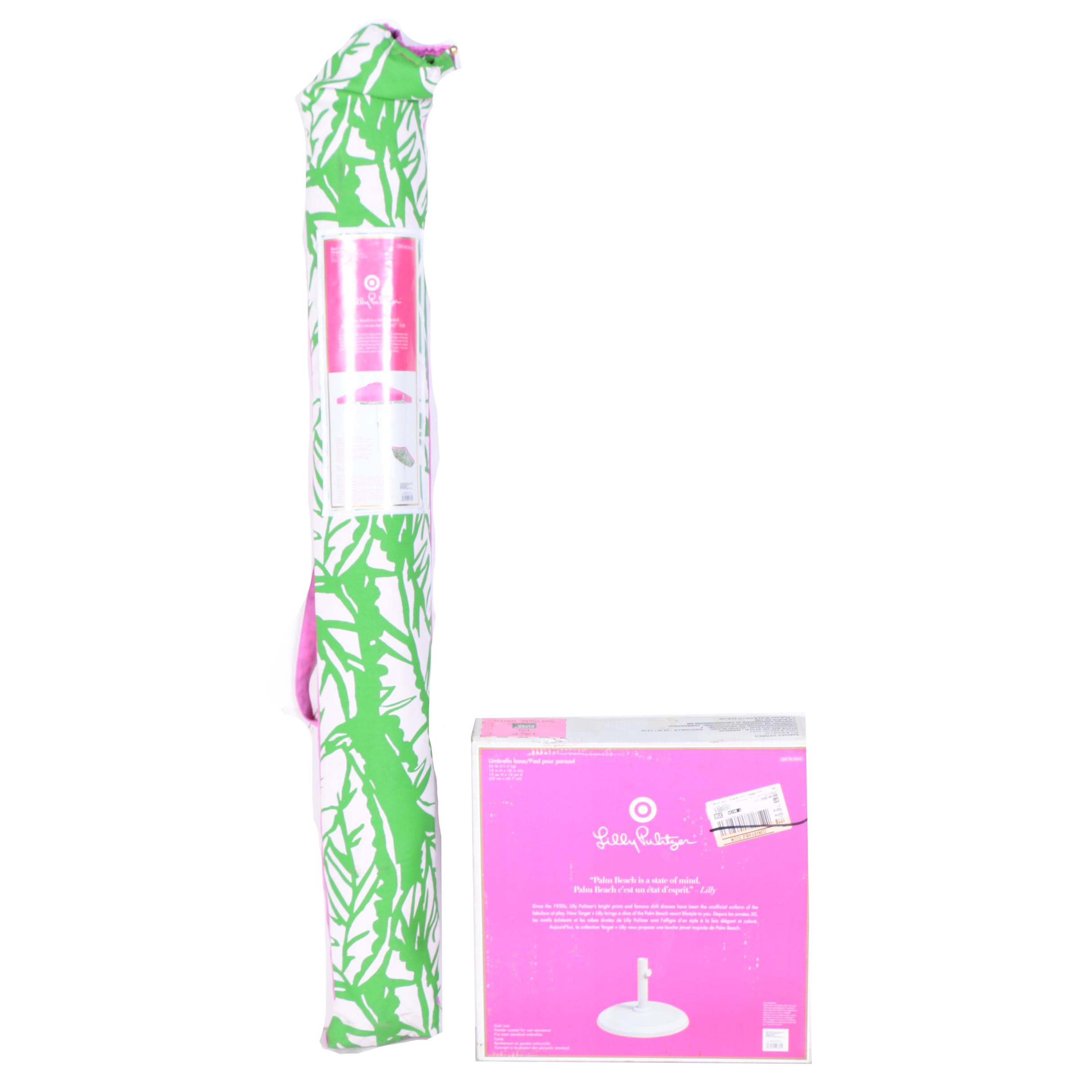 Lilly Pulitzer Beach Umbrella and Umbrella Base