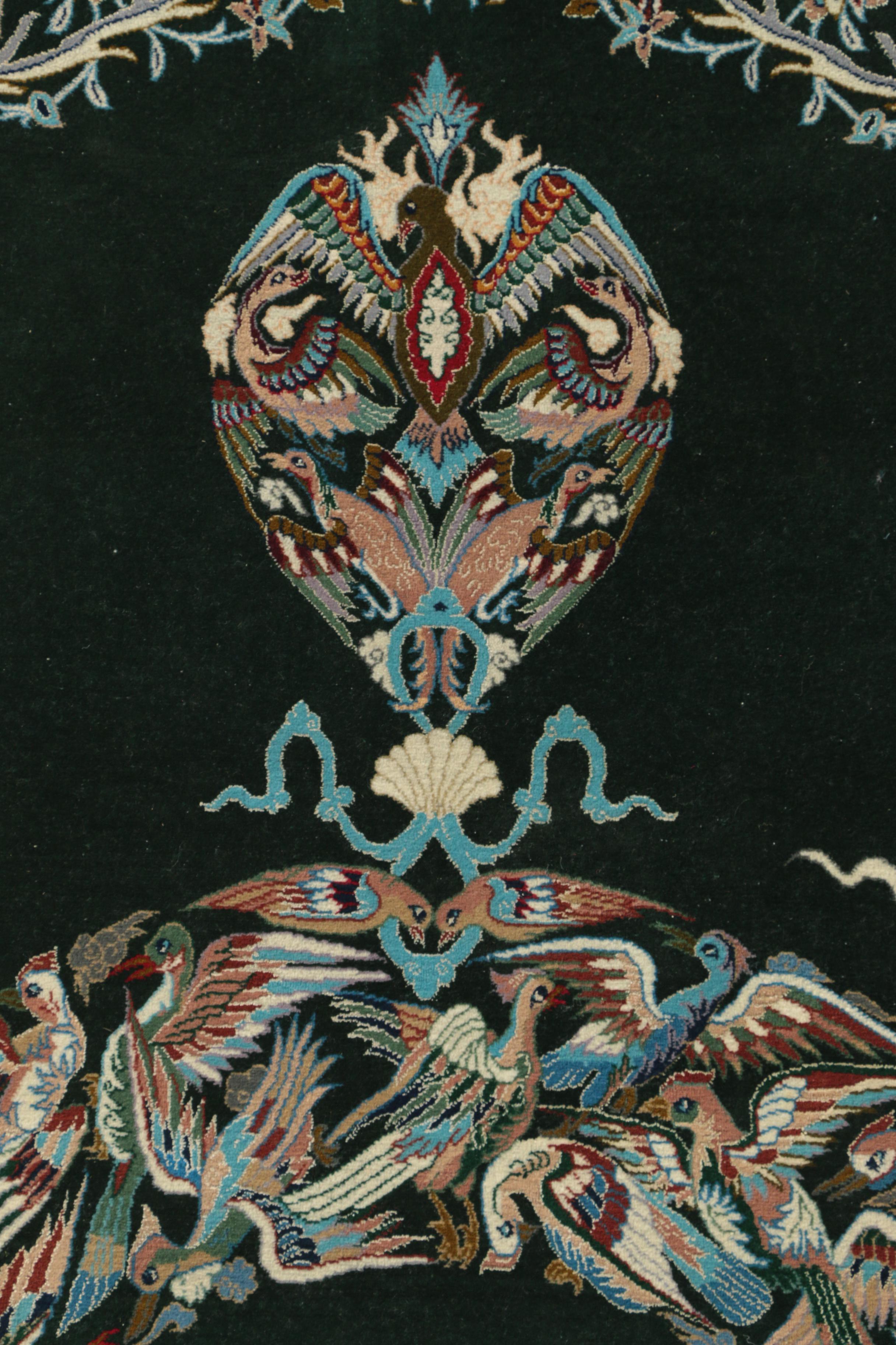 Exceptional Hand-Knotted Persian Isfahan Silk and Wool Hunting Rug