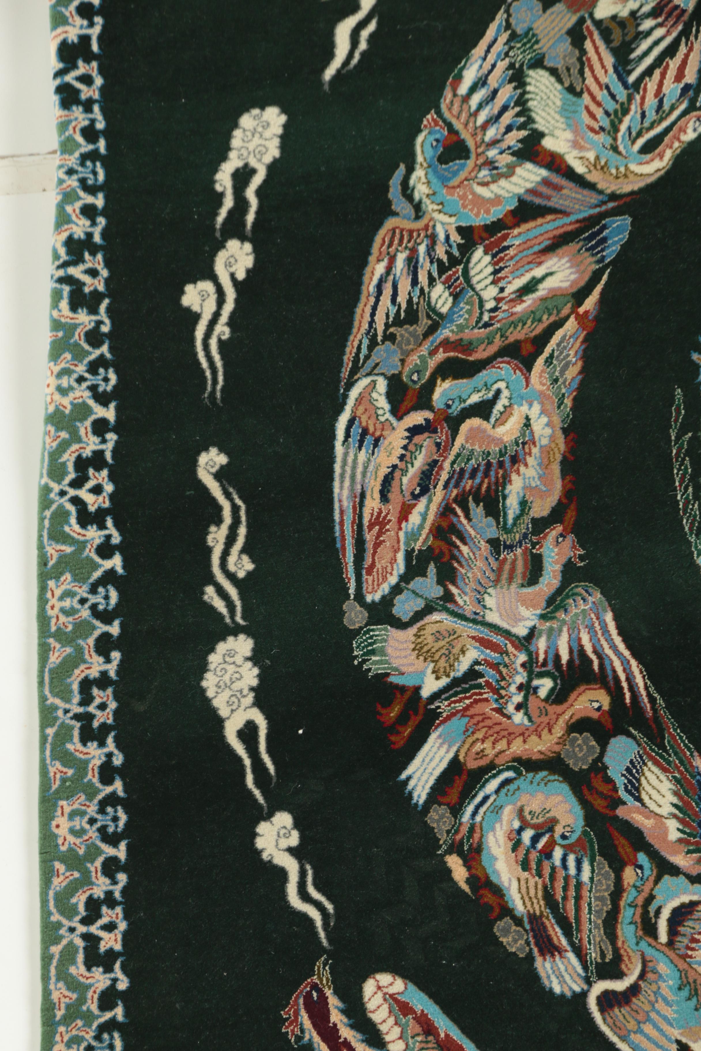 Exceptional Hand-Knotted Persian Isfahan Silk and Wool Hunting Rug