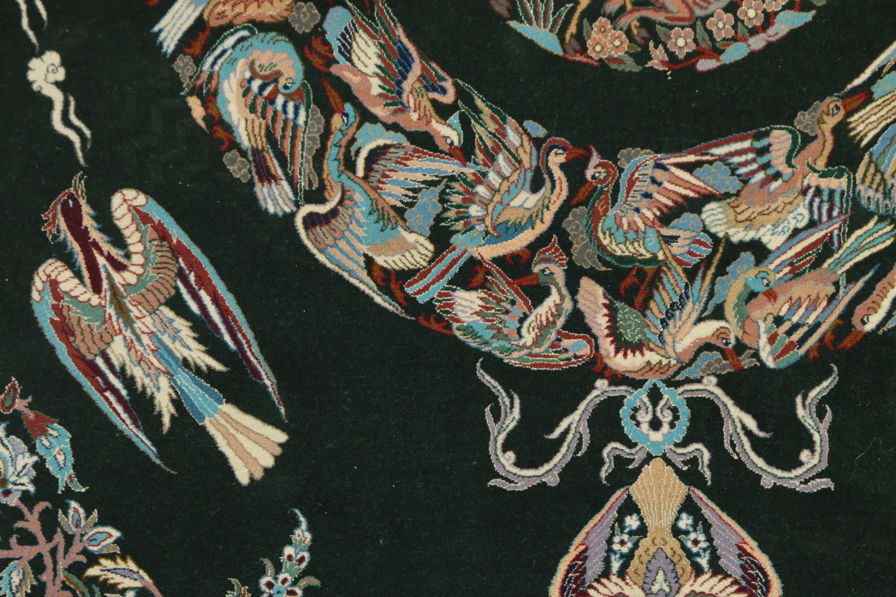 Exceptional Hand-Knotted Persian Isfahan Silk and Wool Hunting Rug